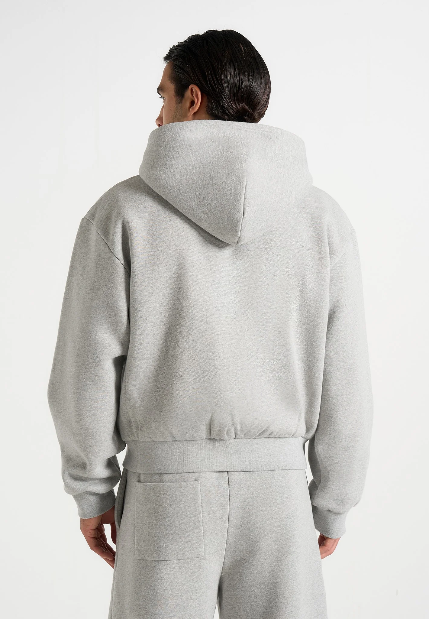 JS002 - Unisex Signature Relaxed Fit Zip Hoodie - Marl Grey - Image 9