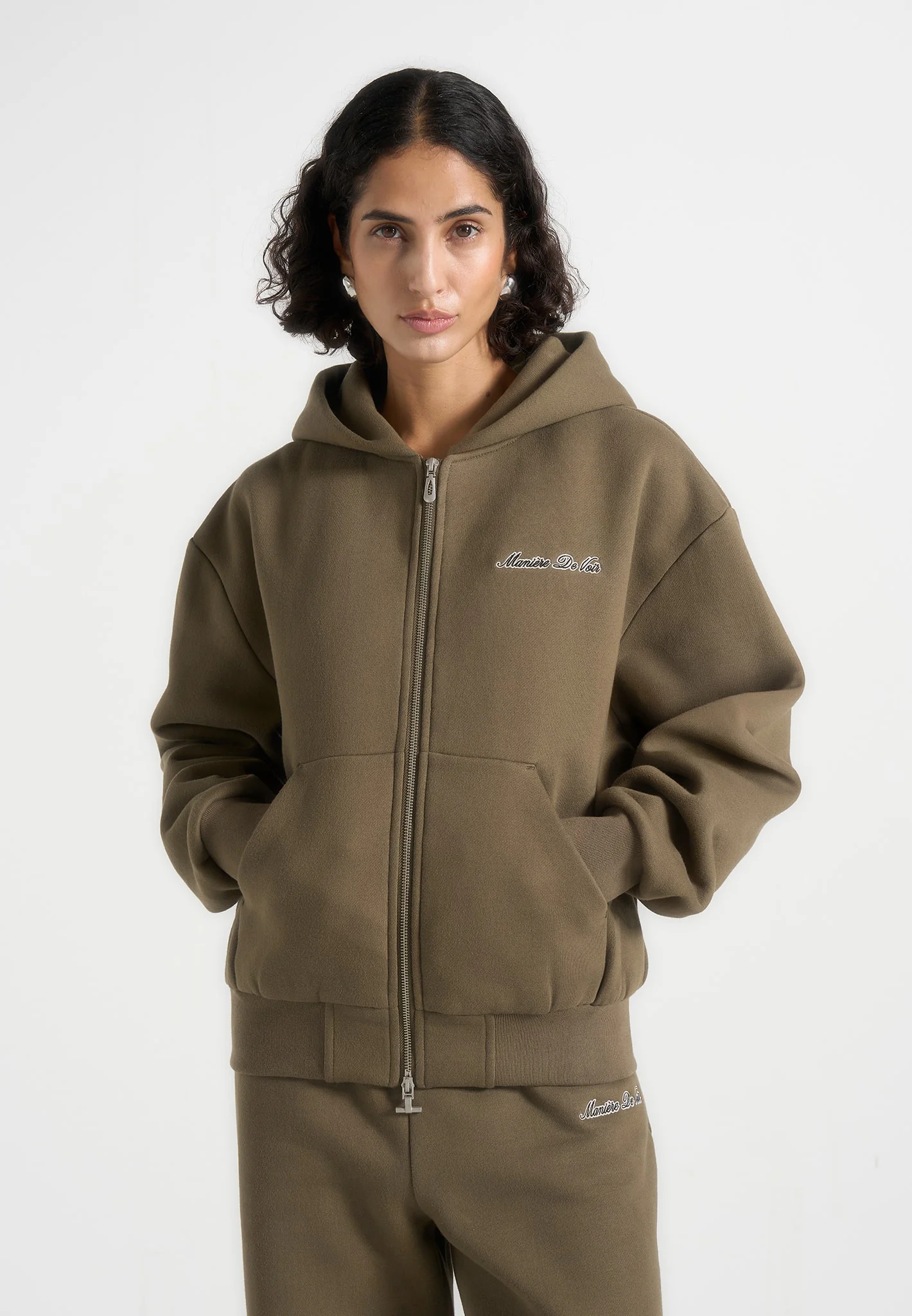 JS002 - Unisex Signature Relaxed Fit Zip Hoodie - Olive - Image 10