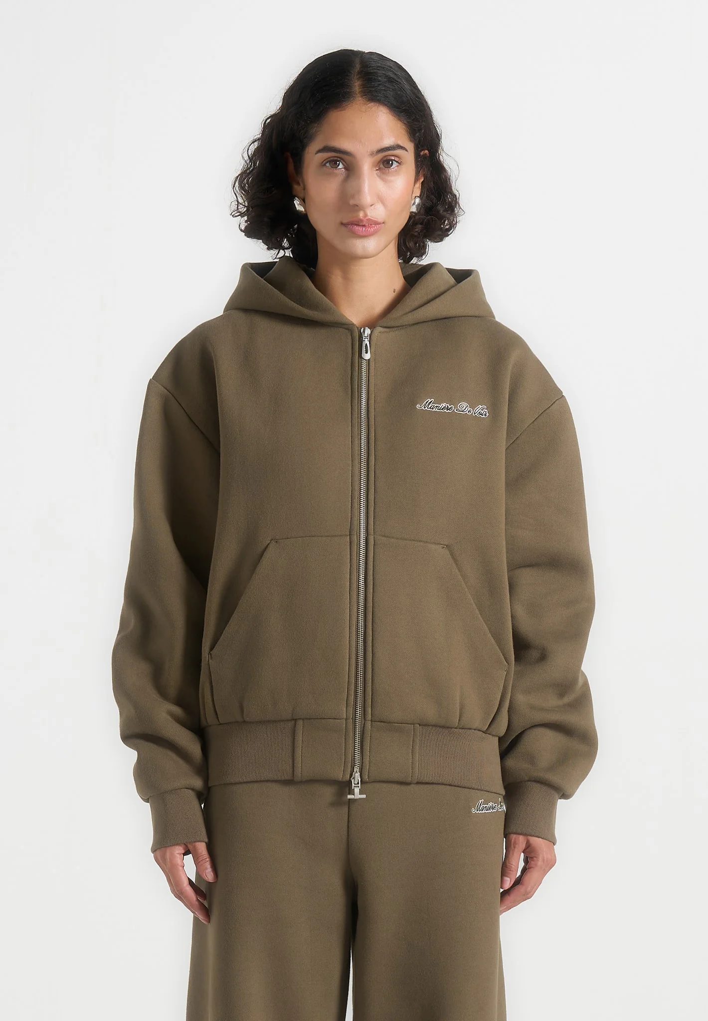 JS002 - Unisex Signature Relaxed Fit Zip Hoodie - Olive - Image 4