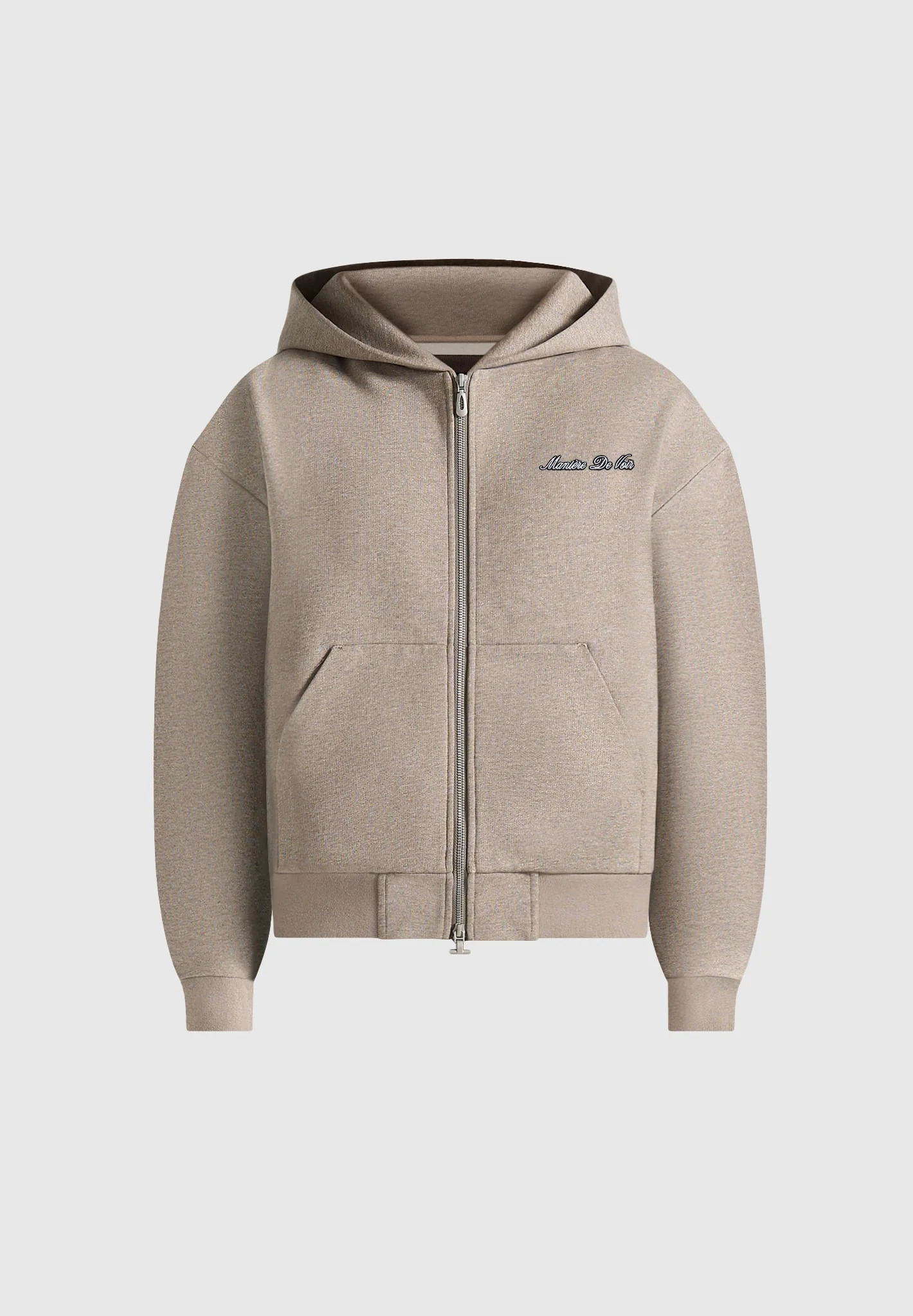 JS002 - Unisex Signature Relaxed Fit Zip Hoodie - Taupe - Image 3