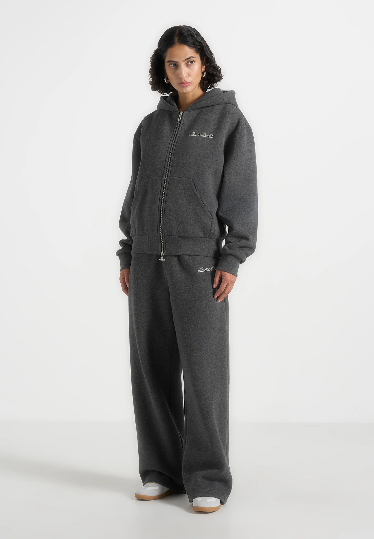 JS003 - Unisex Signature Wide Leg Joggers - Charcoal Grey - Image 5