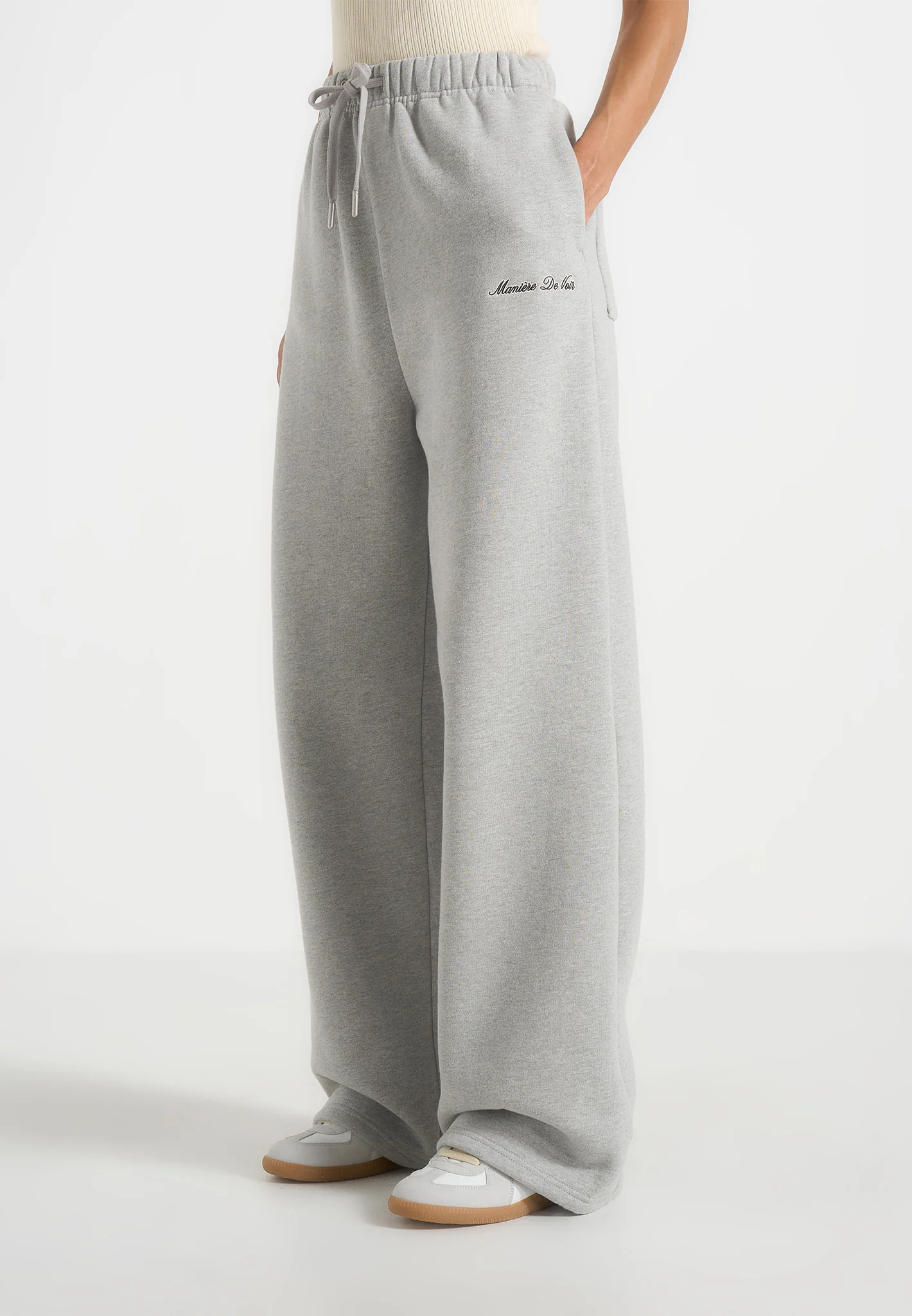 JS003 - Unisex Signature Wide Leg Joggers - Marl Grey - Image 10