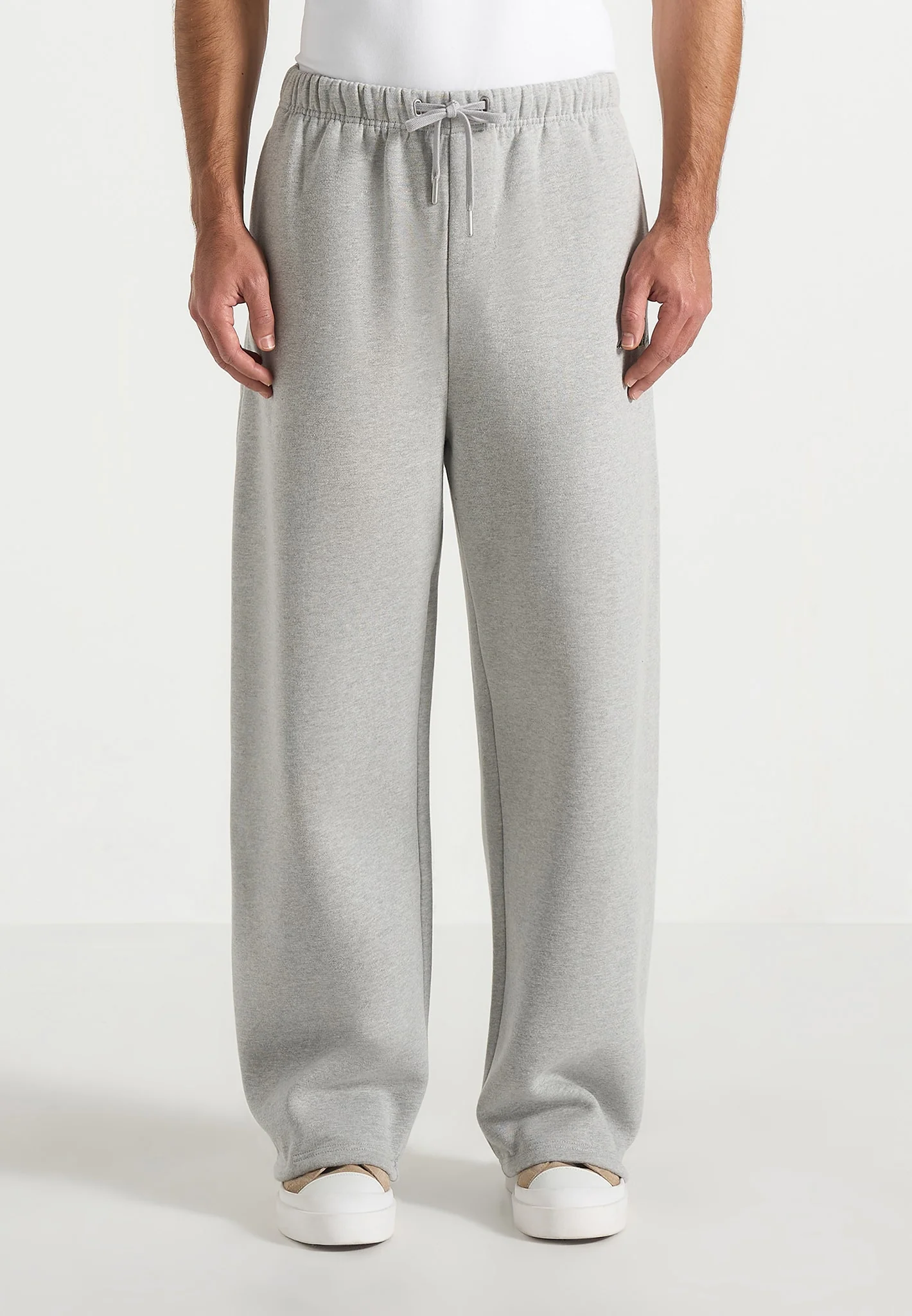 JS003 - Unisex Signature Wide Leg Joggers - Marl Grey - Image 2