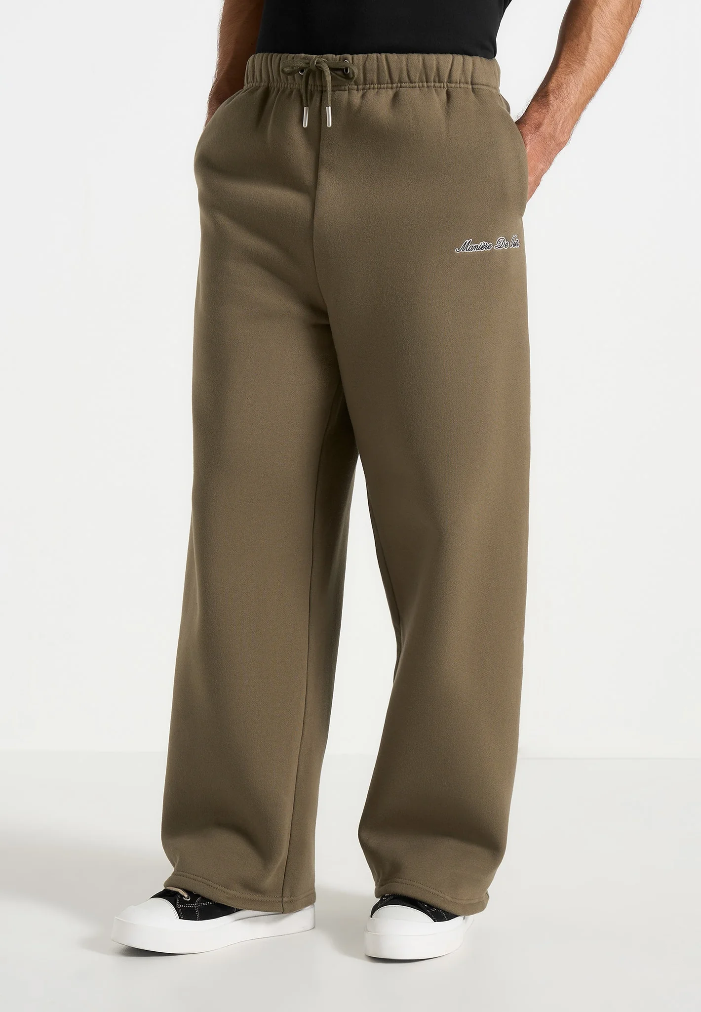 JS003 - Unisex Signature Wide Leg Joggers - Olive - Image 2