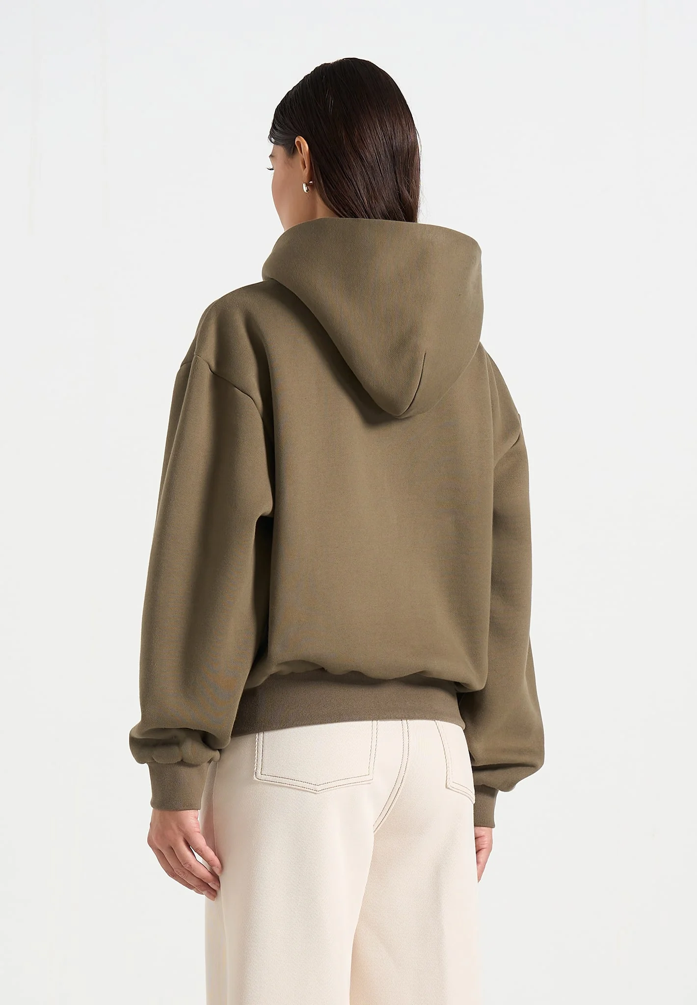 JS009 - Unisex Floral Eiffel Zip Hoodie - Olive - Image 6