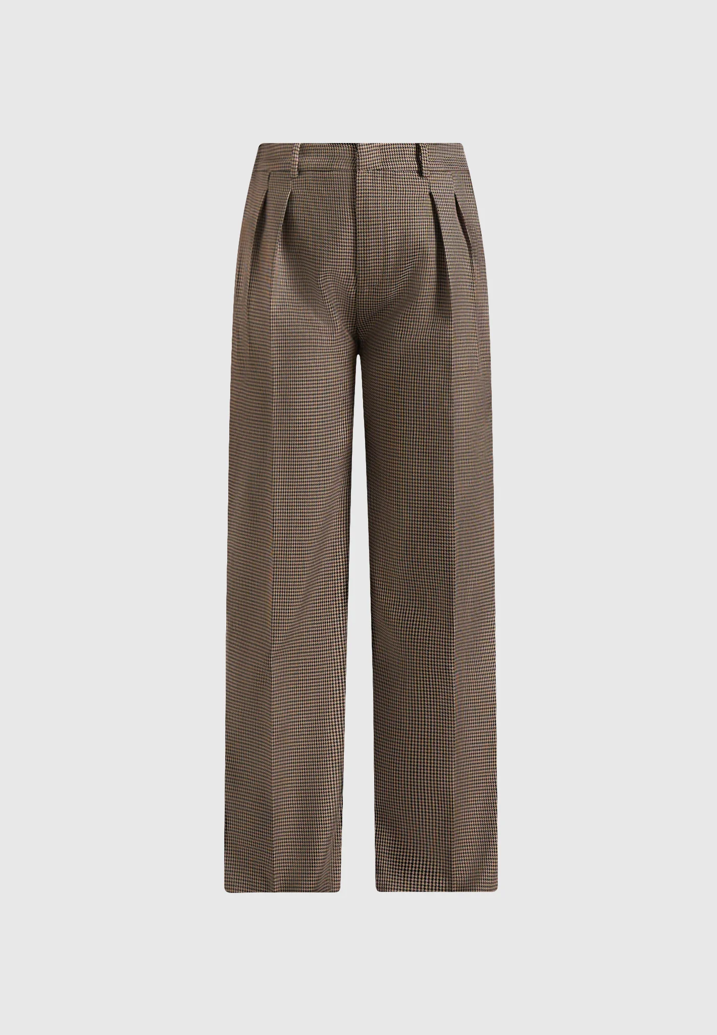 Julie - Houndstooth Twin Pleat Trousers - Brown - Image 6