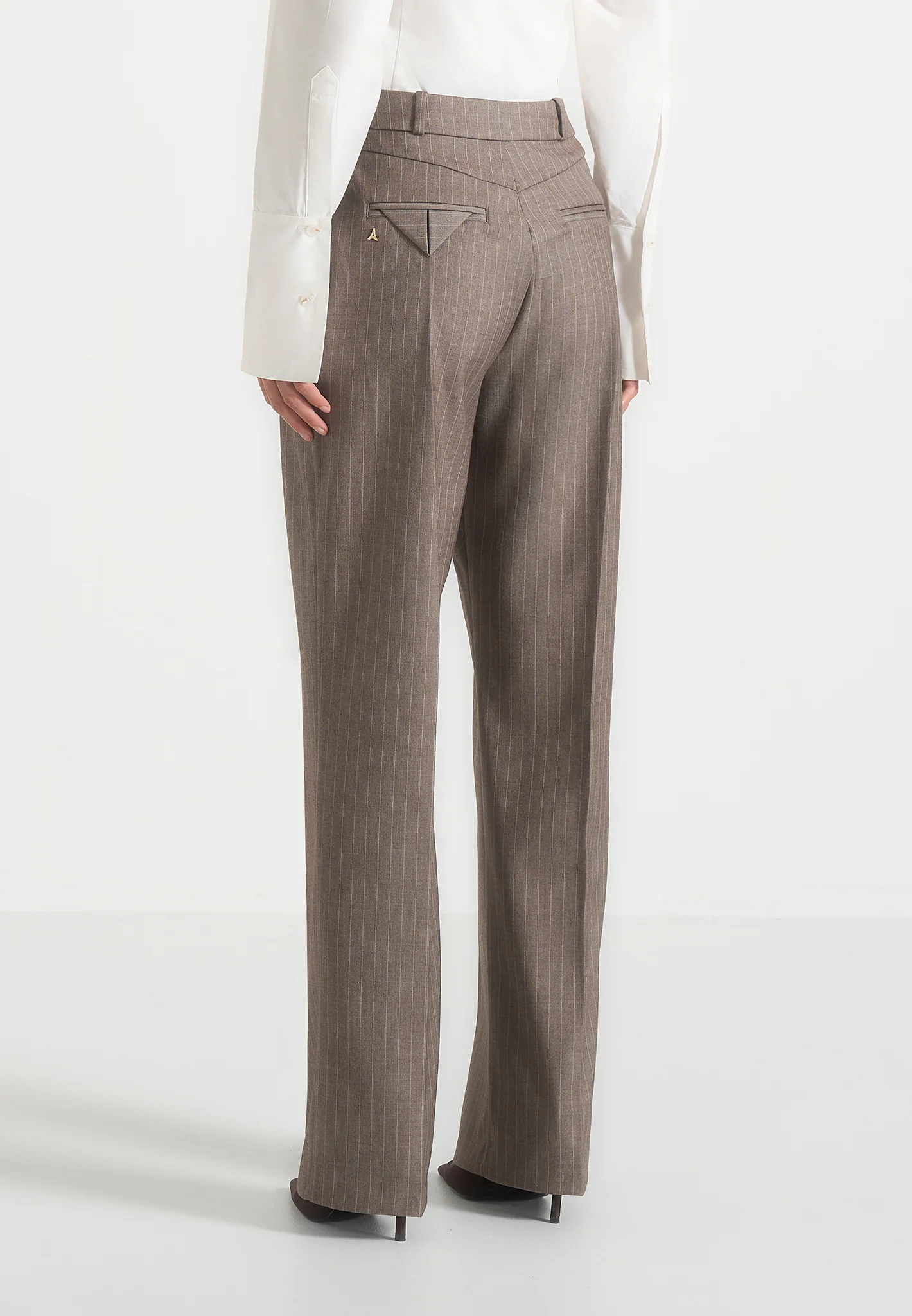 Julie - Pinstripe Tailored Trousers - Taupe - Image 5