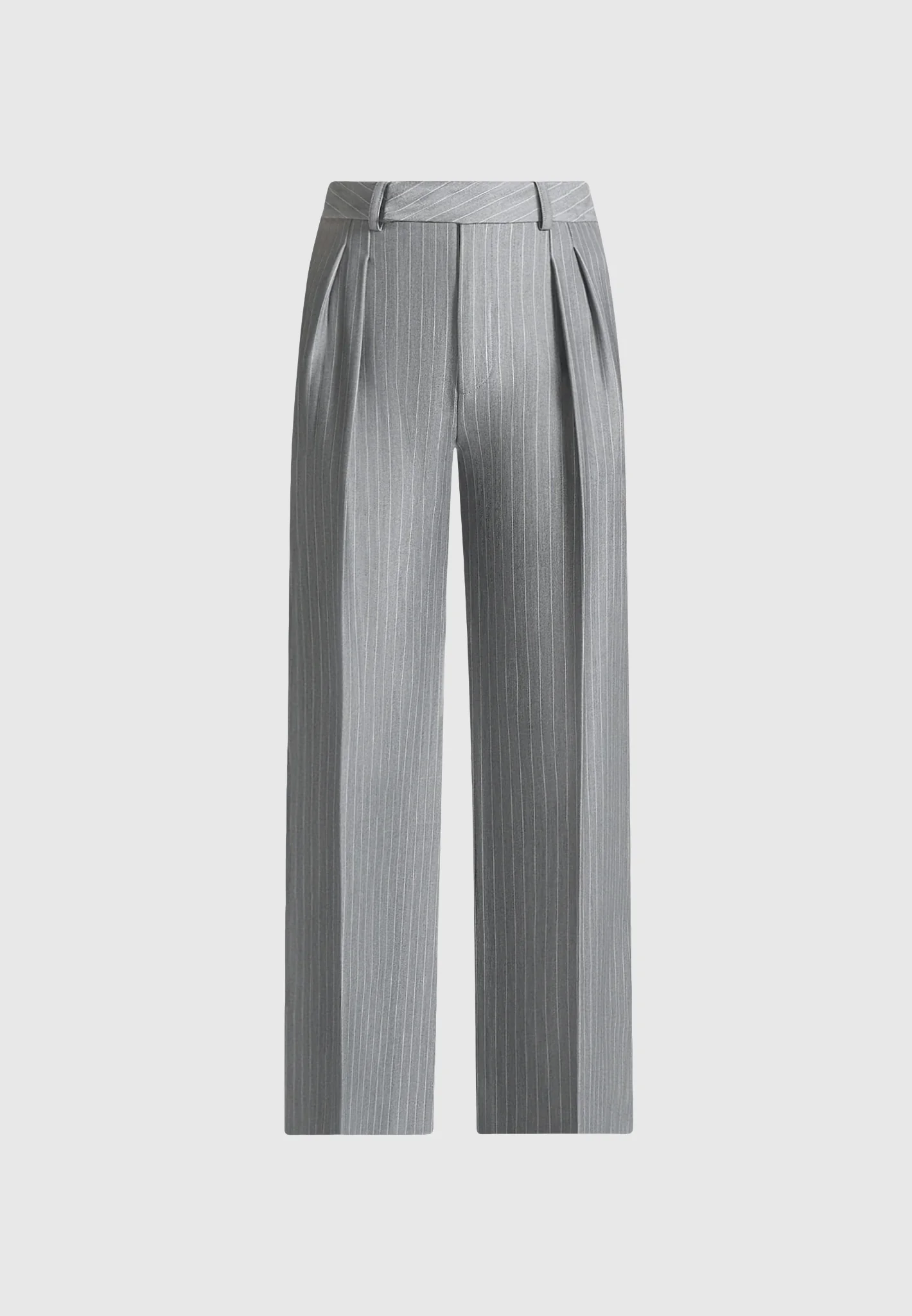 Julie - Pinstripe Twin Pleat Tailored Trousers - Grey - Image 5
