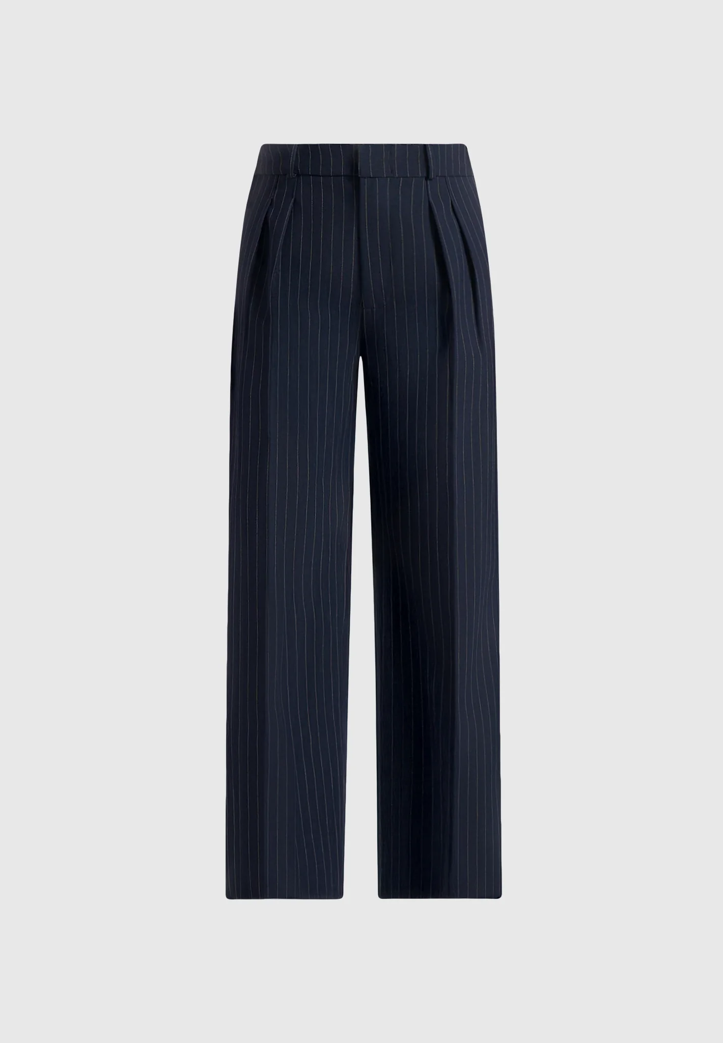 Julie - Pinstripe Twin Pleat Tailored Trousers - Navy - Image 5