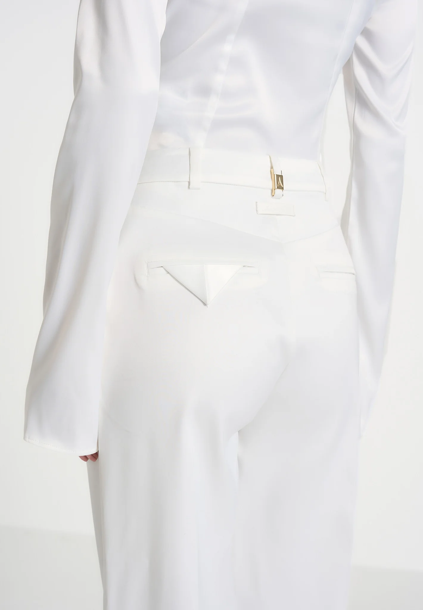 Julie - Satin Twin Pleat Trousers - White - Image 3