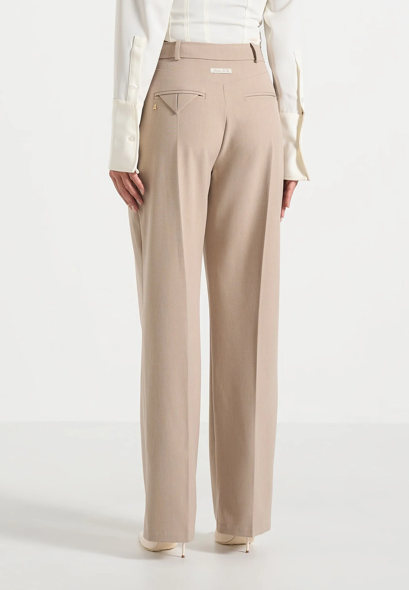 Julie - Tailored Twin Pleat Trousers - Beige - Image 4