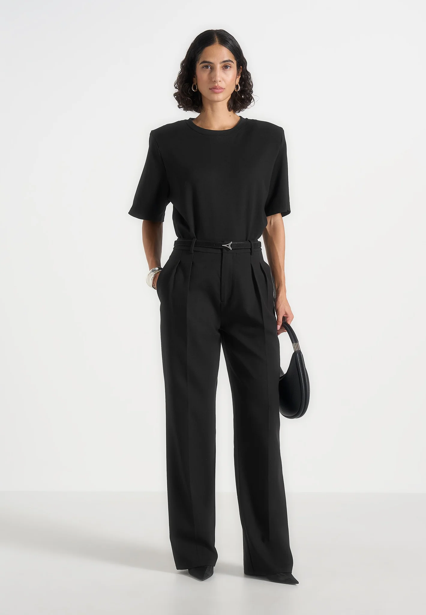 Julie - Tailored Twin Pleat Trousers - Black - Image 2