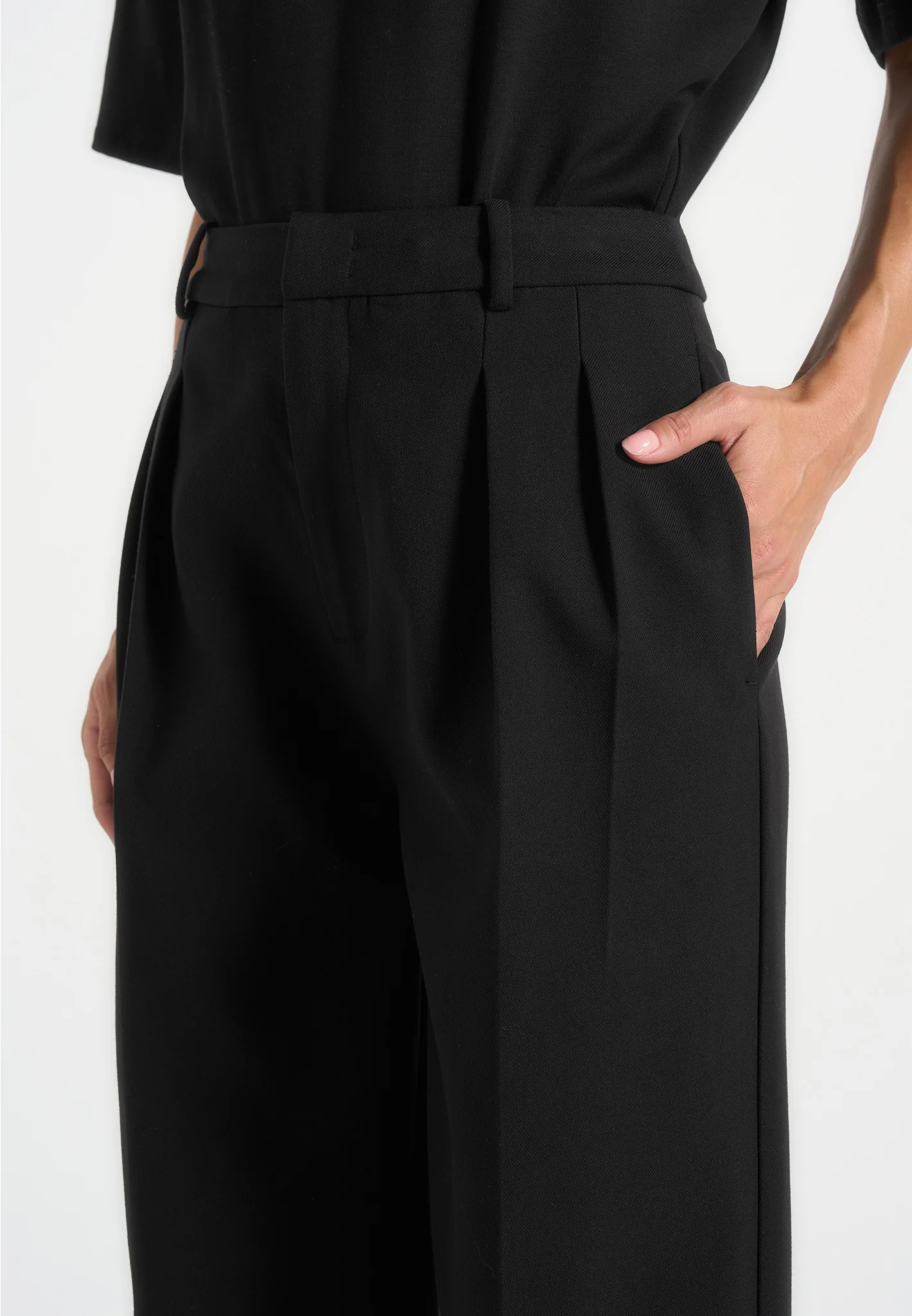 Julie - Tailored Twin Pleat Trousers - Black - Image 3