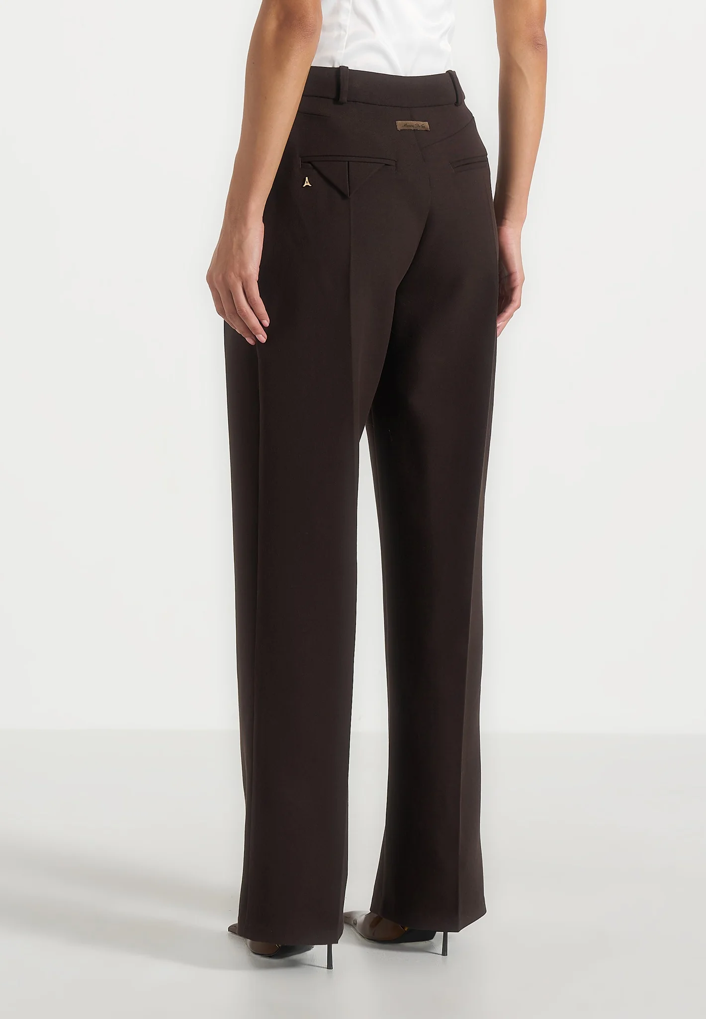 Julie - Tailored Twin Pleat Trousers - Dark Brown - Image 4