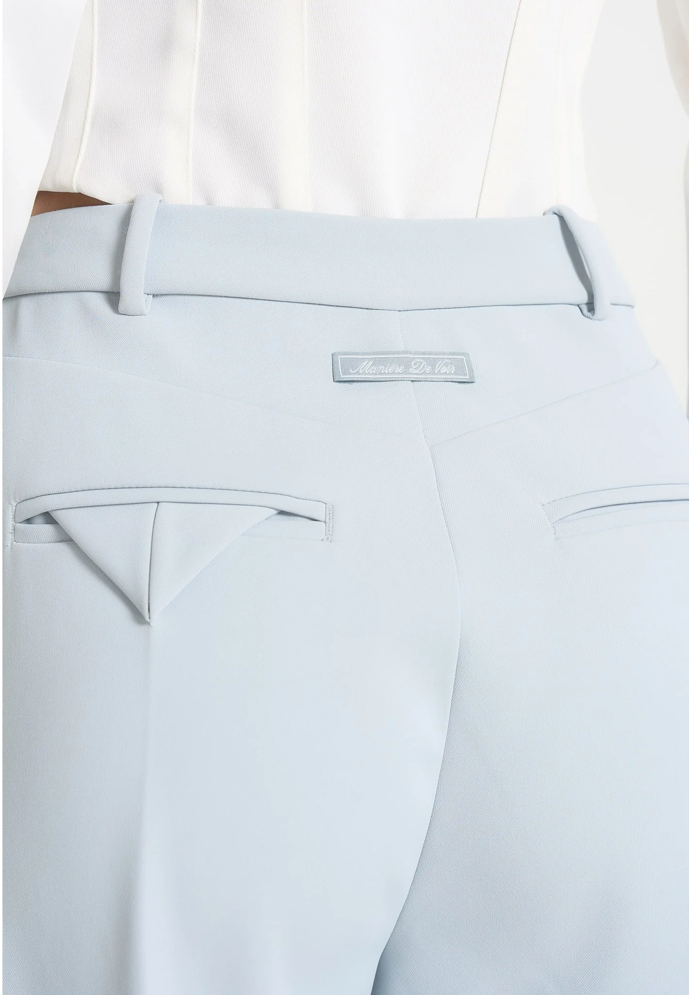 Julie - Tailored Twin Pleat Trousers - Pale Blue - Image 3