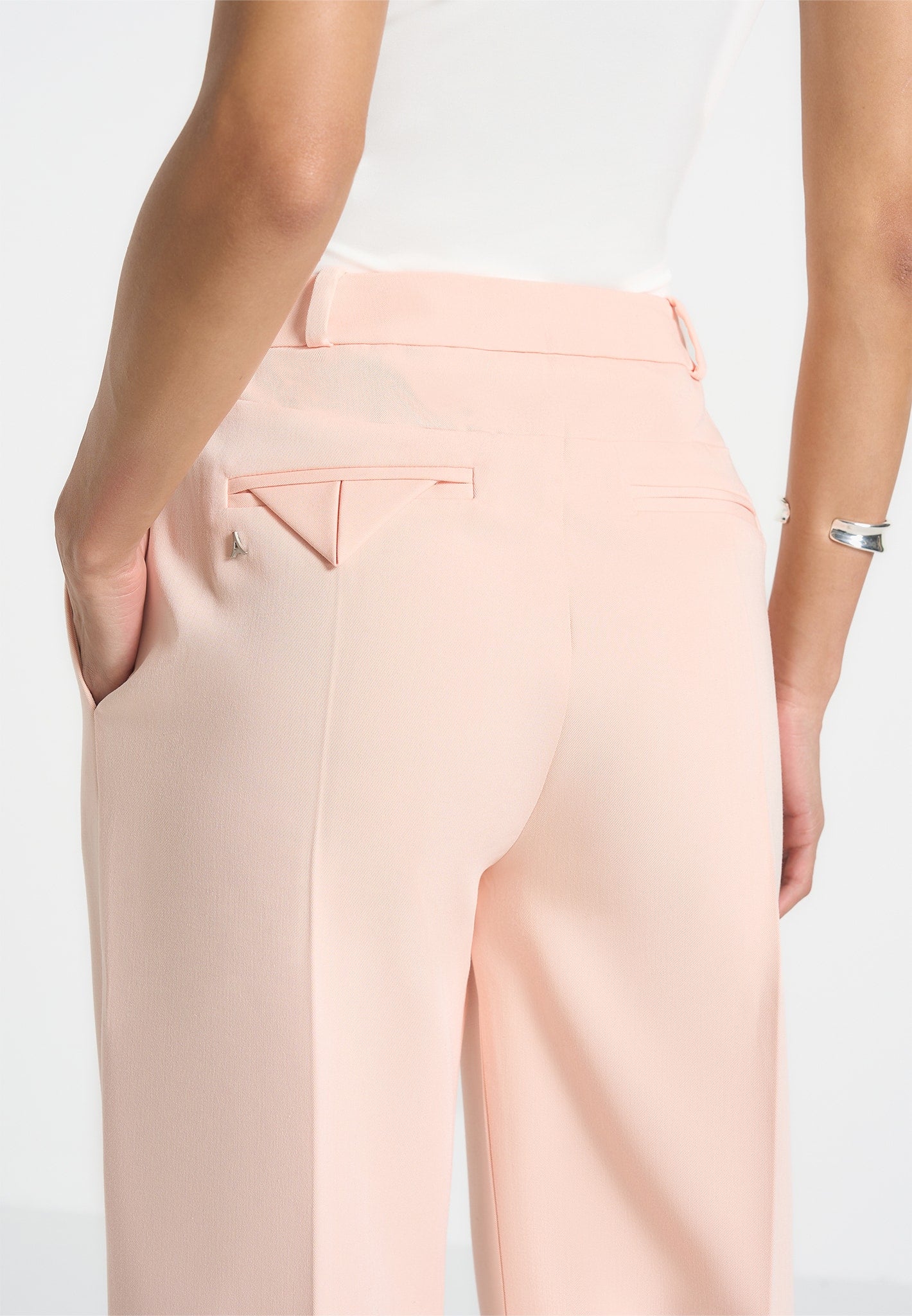 Julie - Tailored Twin Pleat Trousers - Peach - Image 4