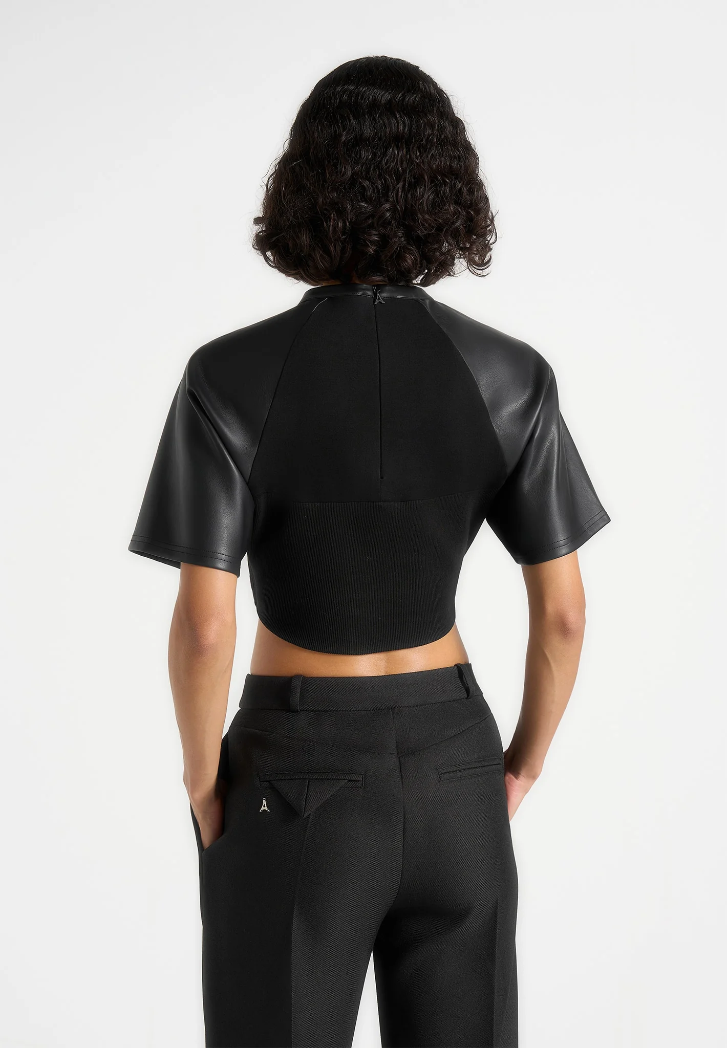 Juline - Leather Corset T-Shirt - Black - Image 5