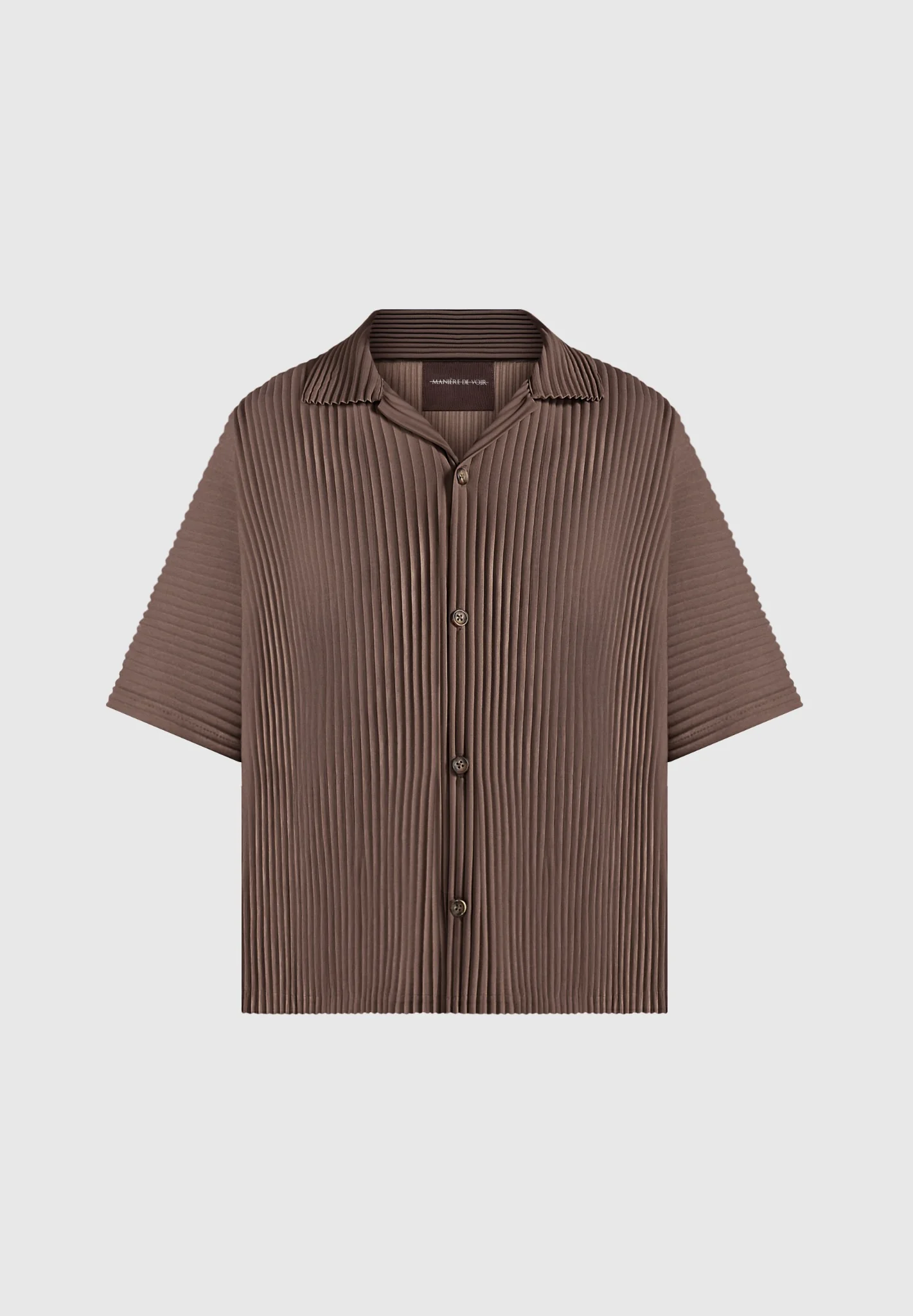 Justin - Pleated Boxy Shirt - Brown - Image 5