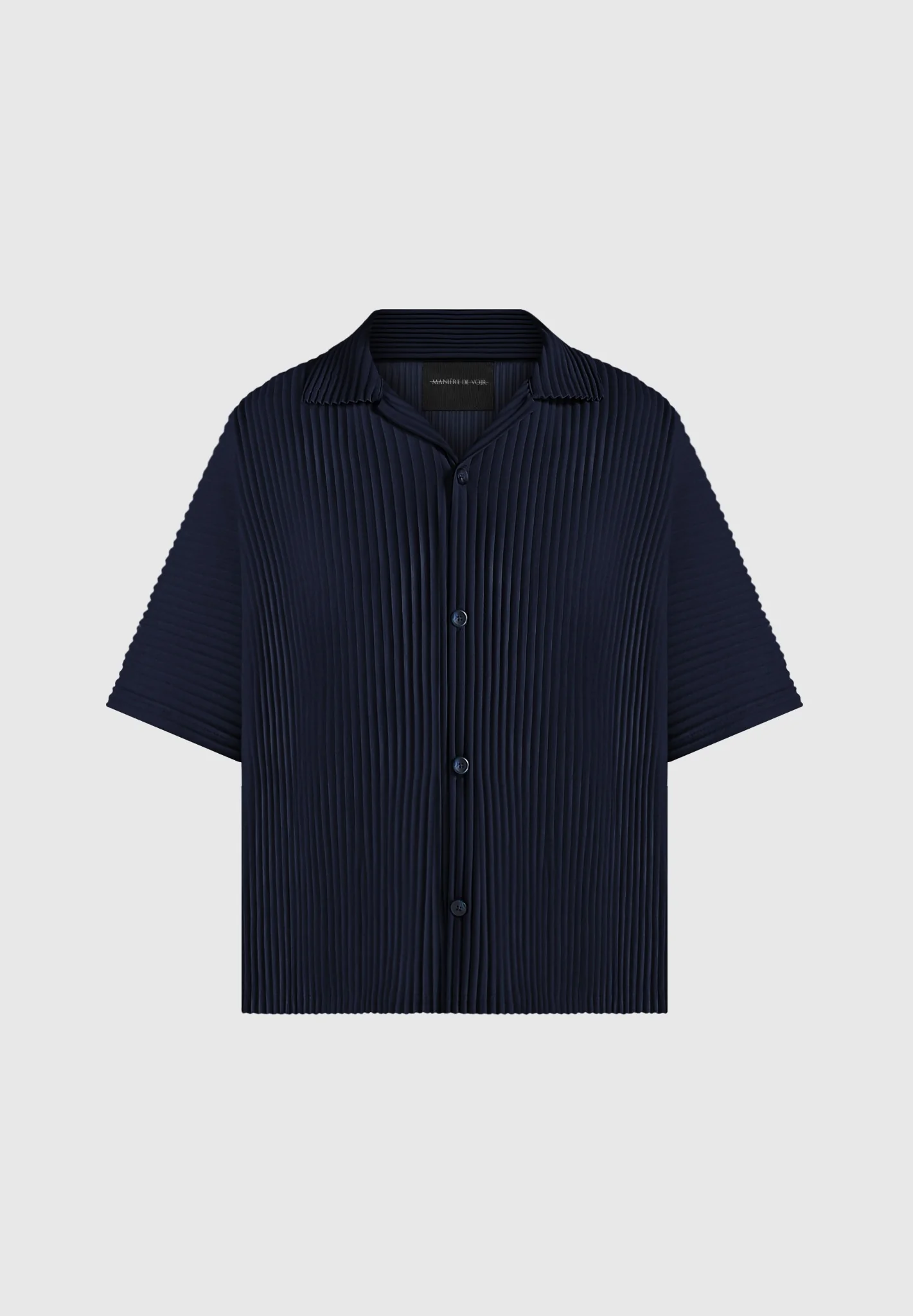Justin - Pleated Boxy Shirt - Navy - Image 5