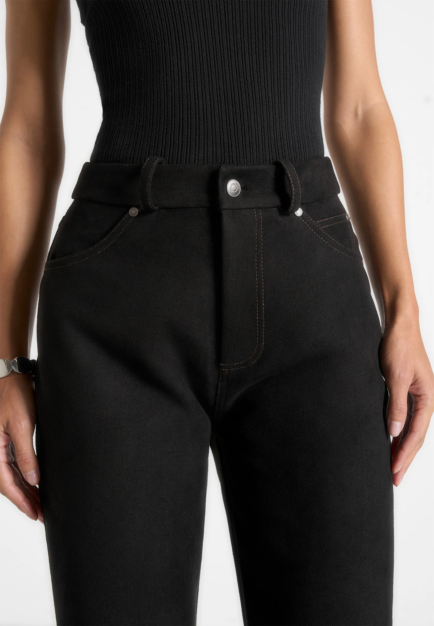 Kalie - Suede Trousers - Black - Image 6