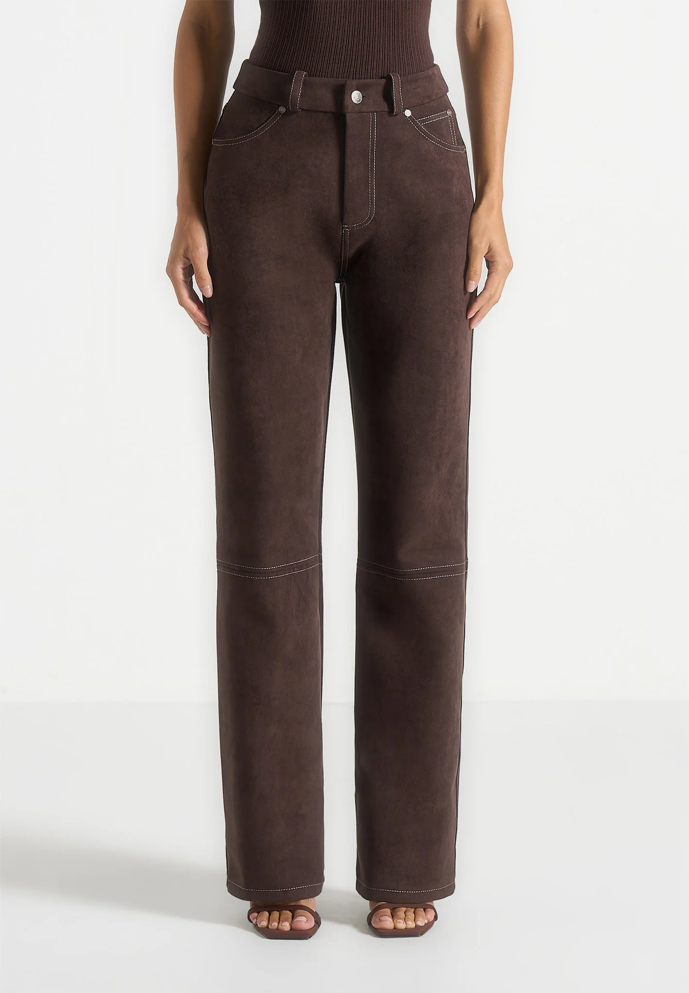 Kalie - Suede Trousers - Brown - Image 2