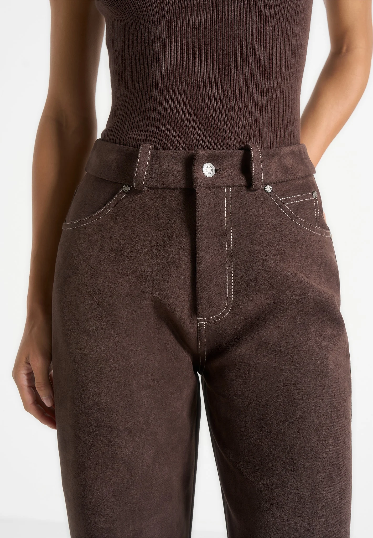 Kalie - Suede Trousers - Brown - Image 5