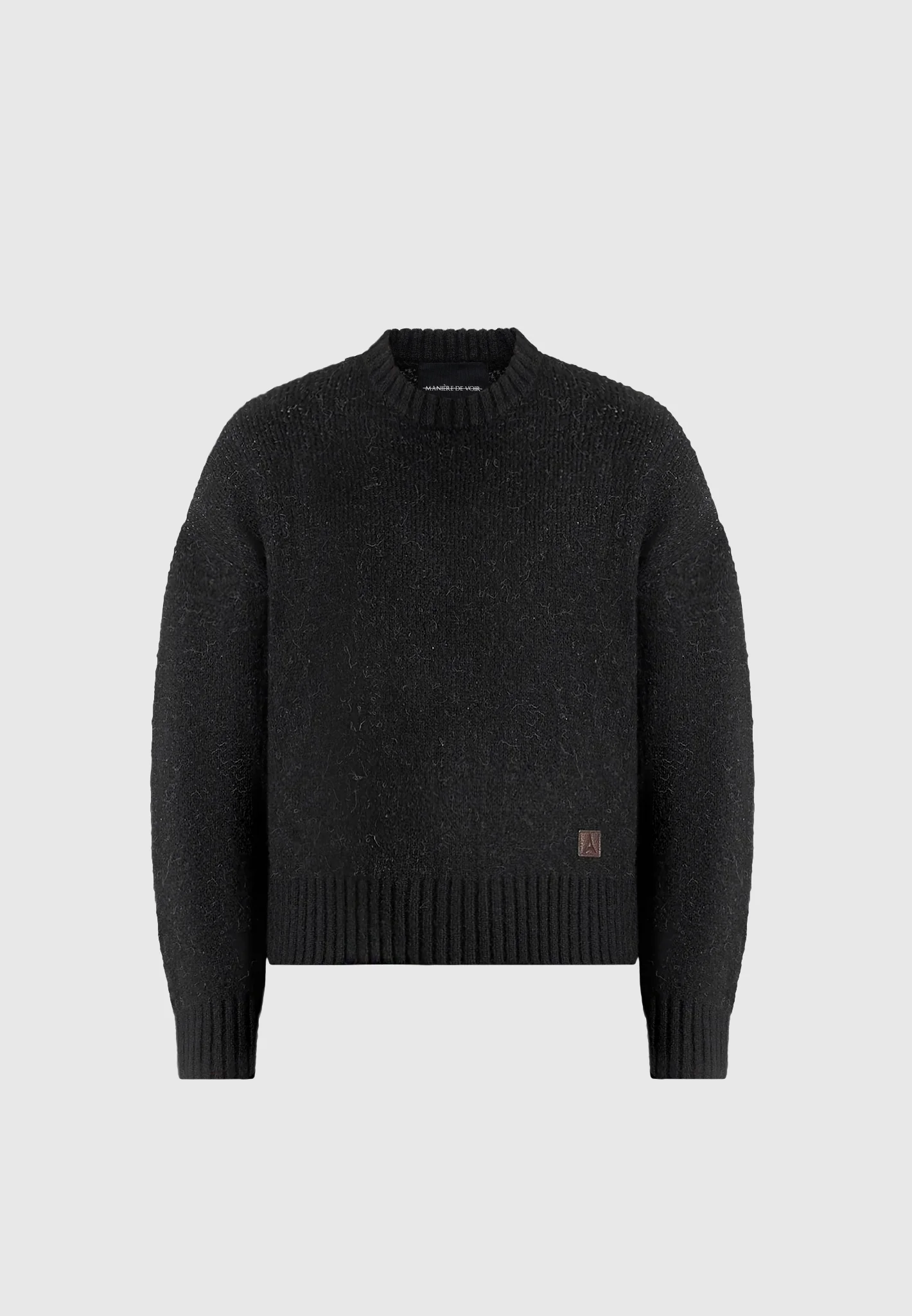 Kamil - Art Slogan Brushed Wool Knit Jumper - Black - Image 7