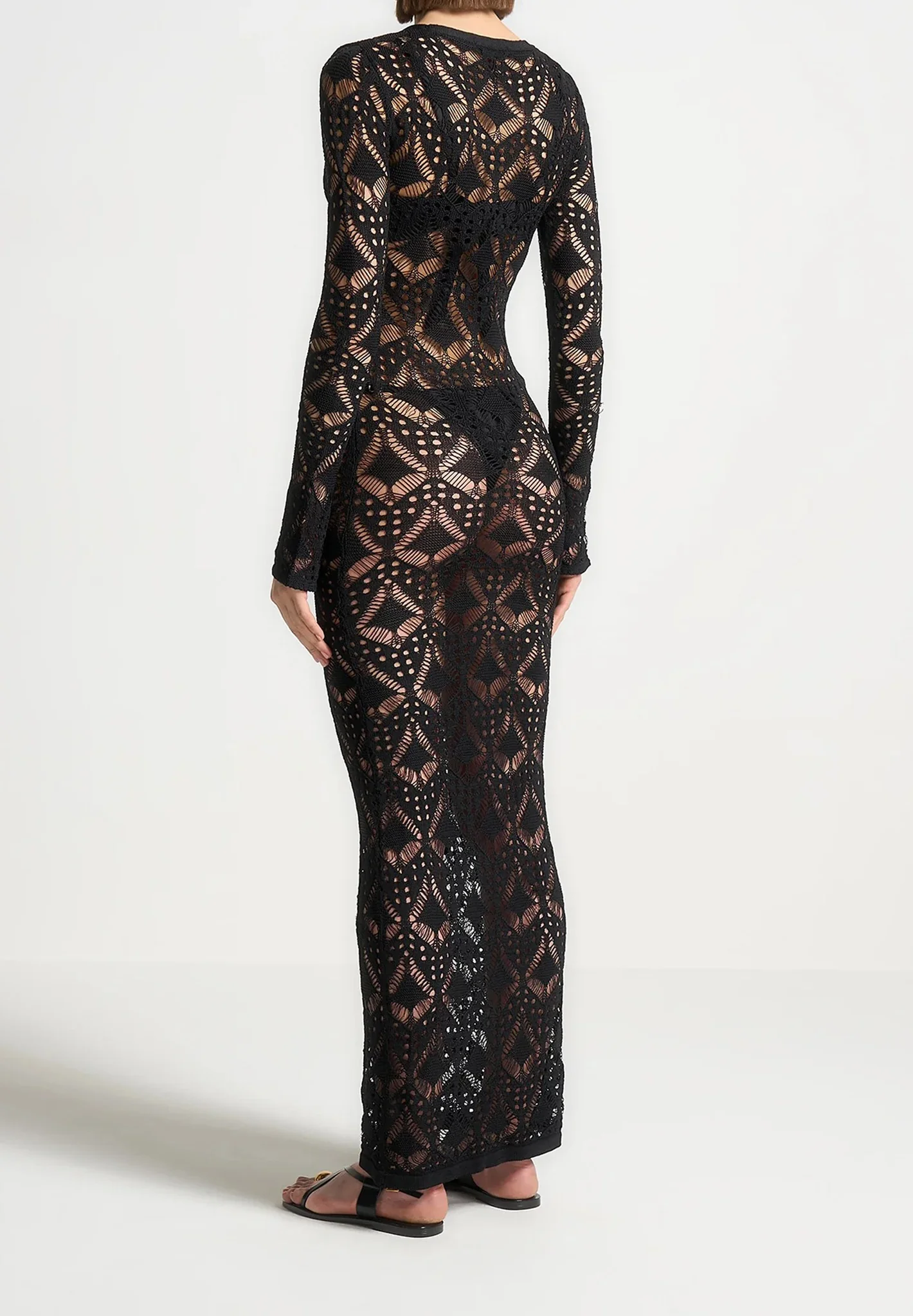 Knit Longline Cover Up Cardigan - Black - Image 5