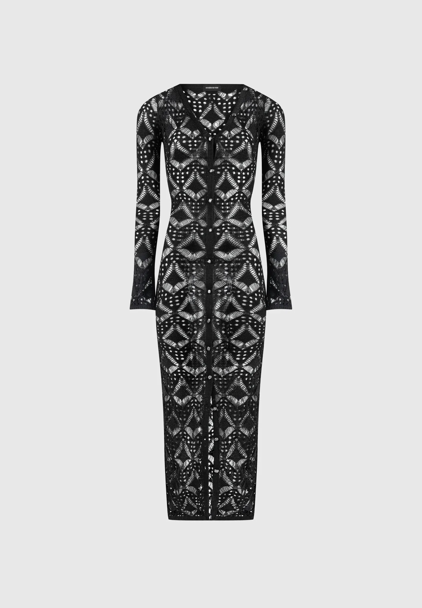 Knit Longline Cover Up Cardigan - Black - Image 6