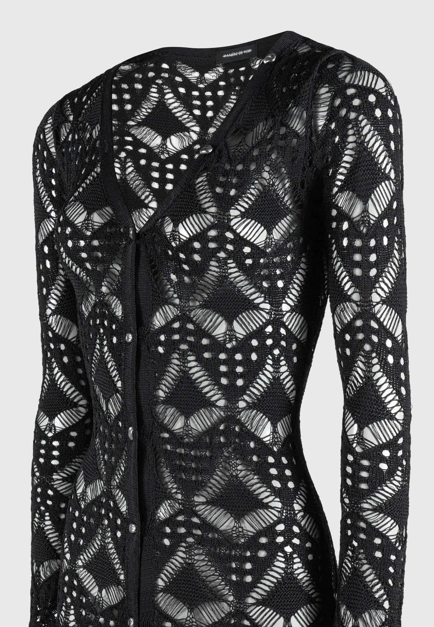 Knit Longline Cover Up Cardigan - Black - Image 7