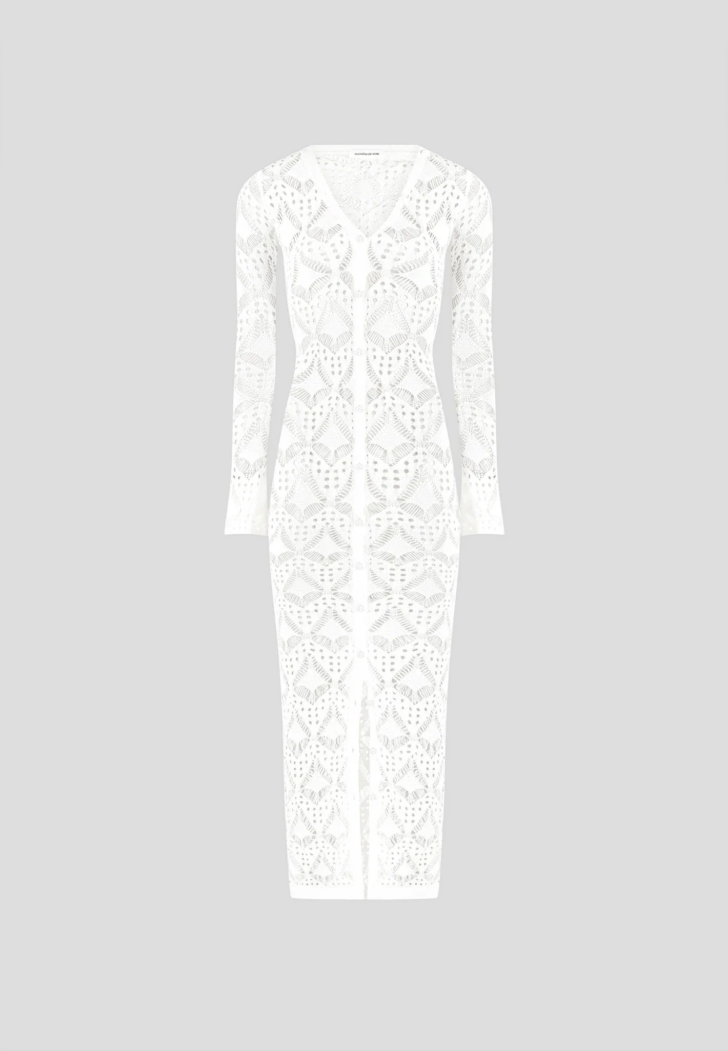 Knit Longline Cover Up Cardigan - Off White - Image 6