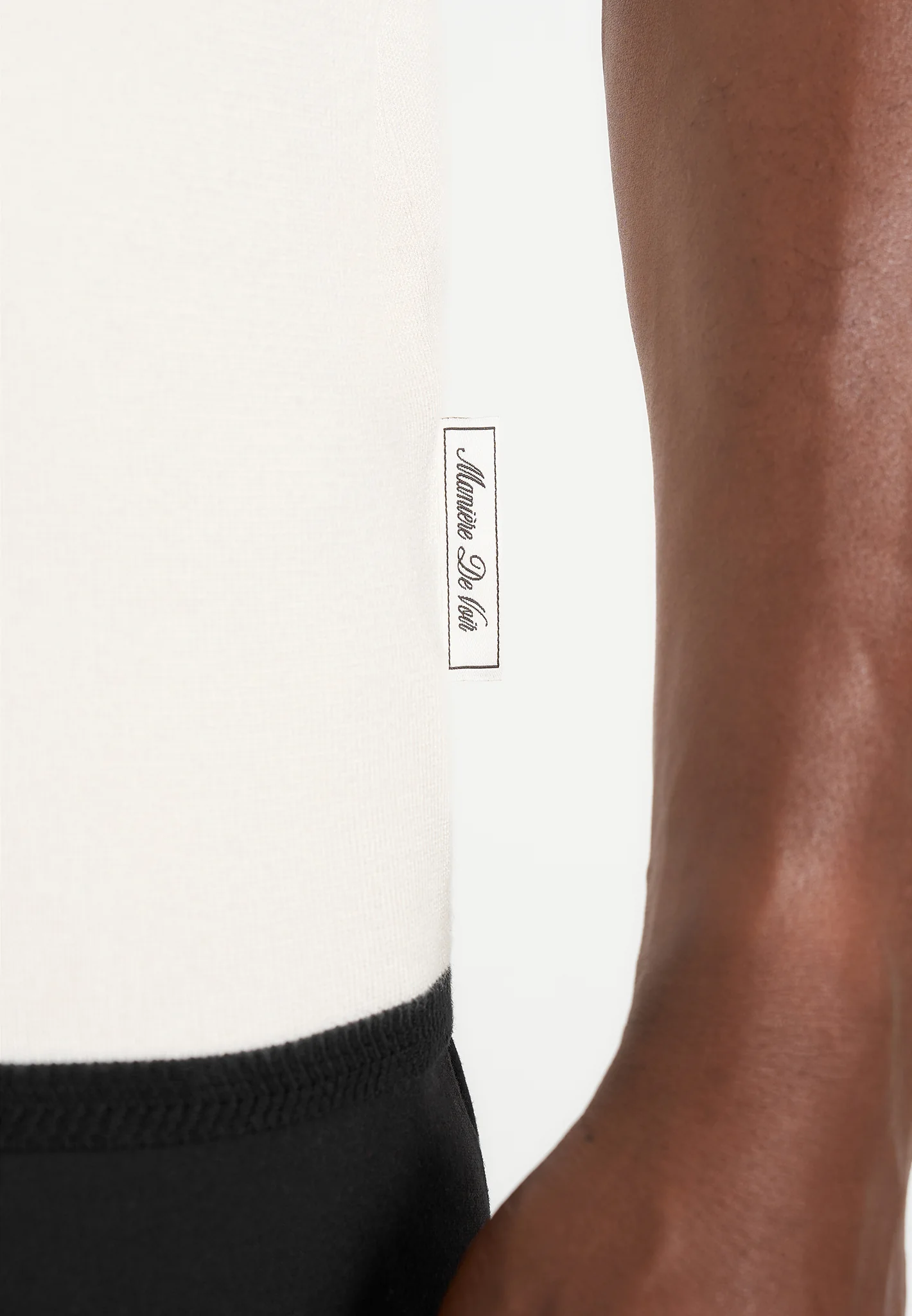 Lambert - Contrast Detail Knit Polo Shirt - Cream - Image 5