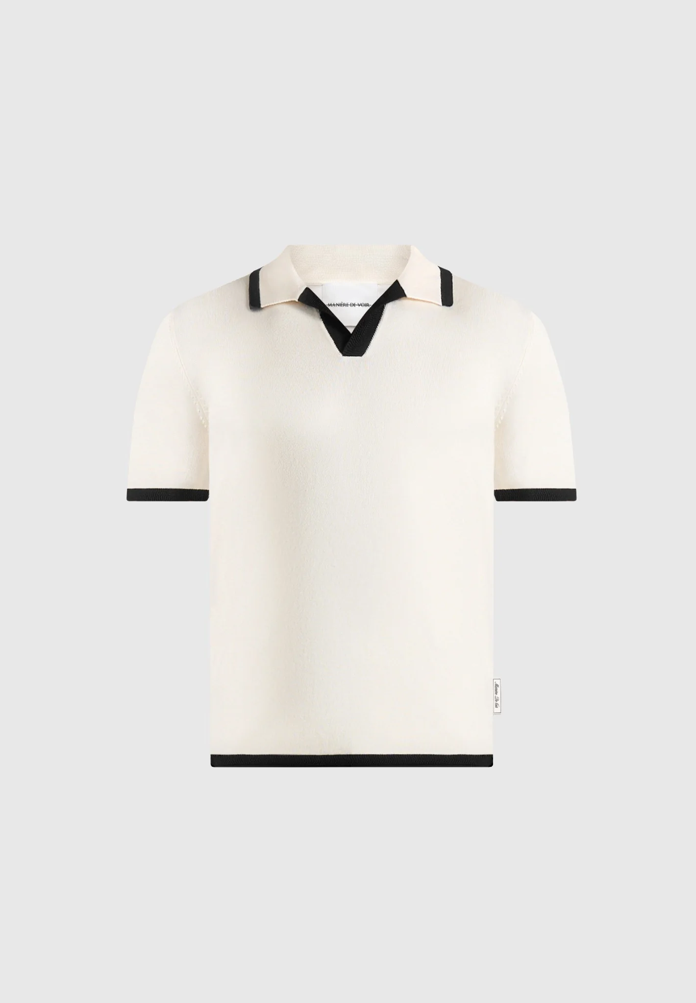 Lambert - Contrast Detail Knit Polo Shirt - Cream - Image 6