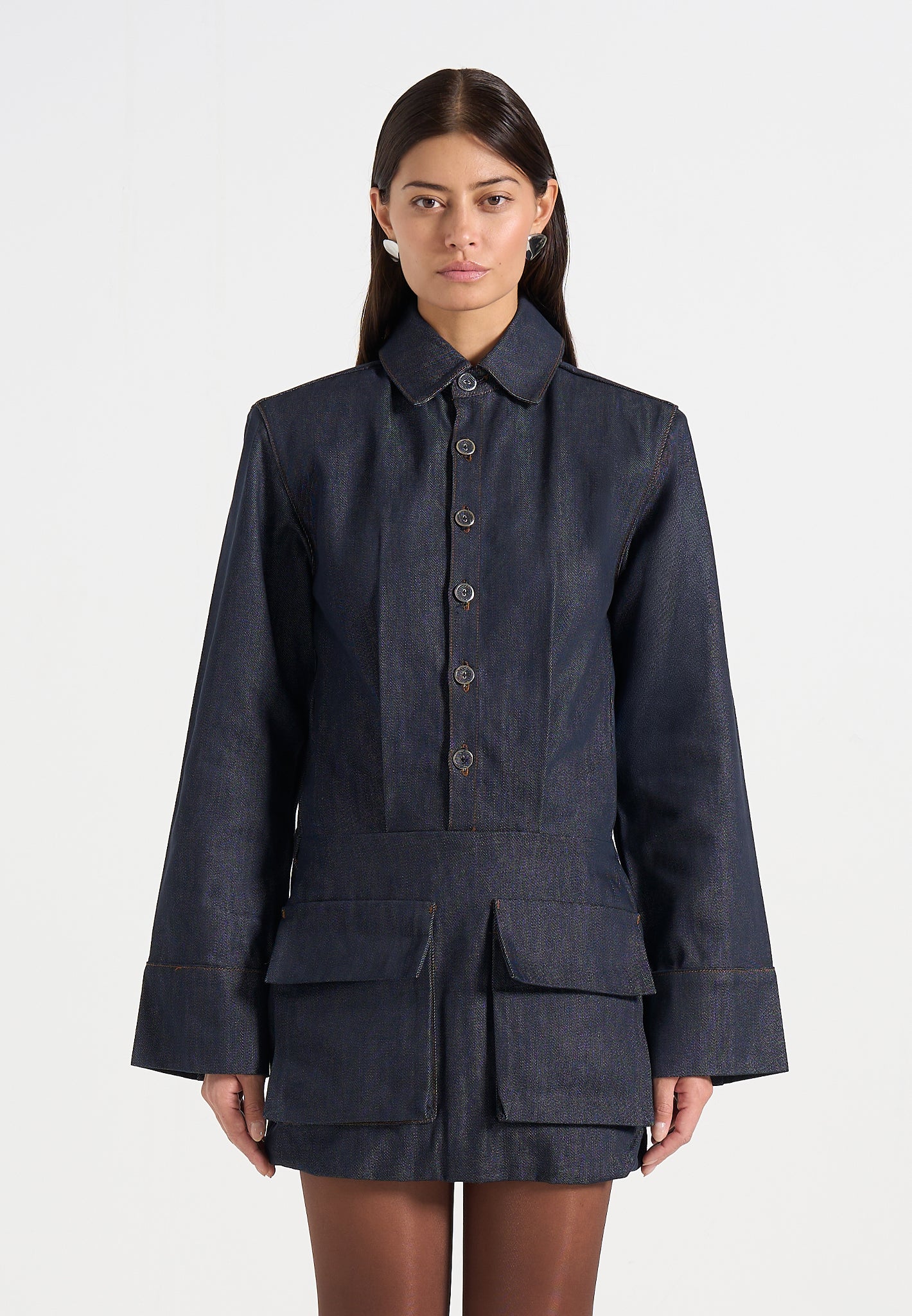 Laure - Cargo Shirt Mini Dress - Indigo - Image 5