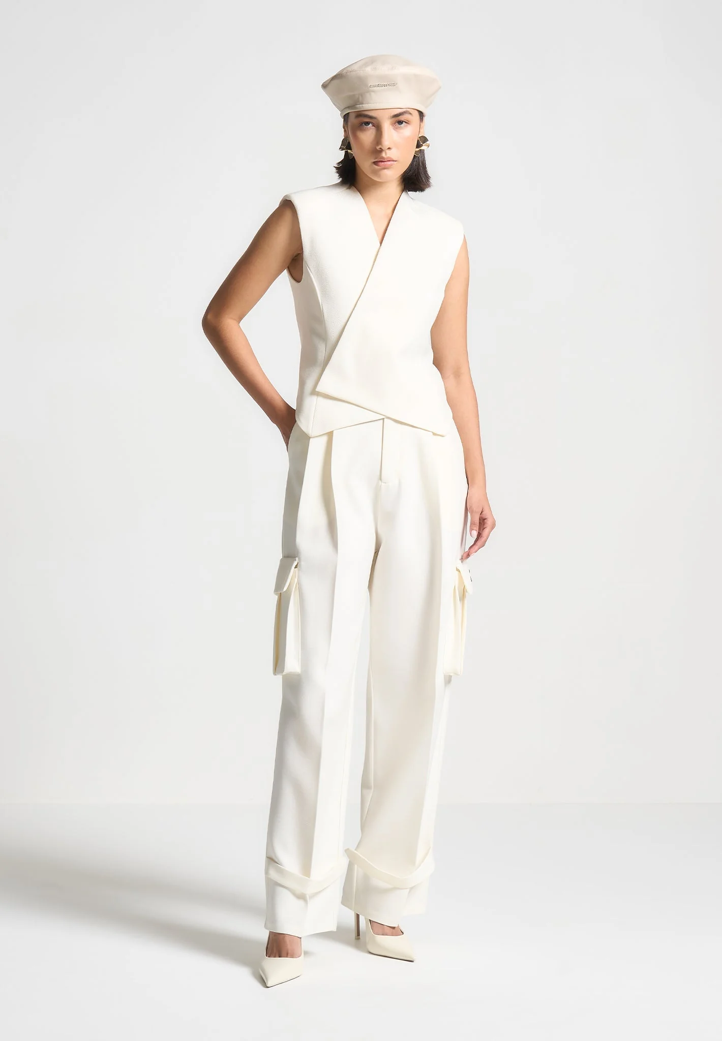 Laurence - Tailored Wrap Waistcoat - Cream - Image 2