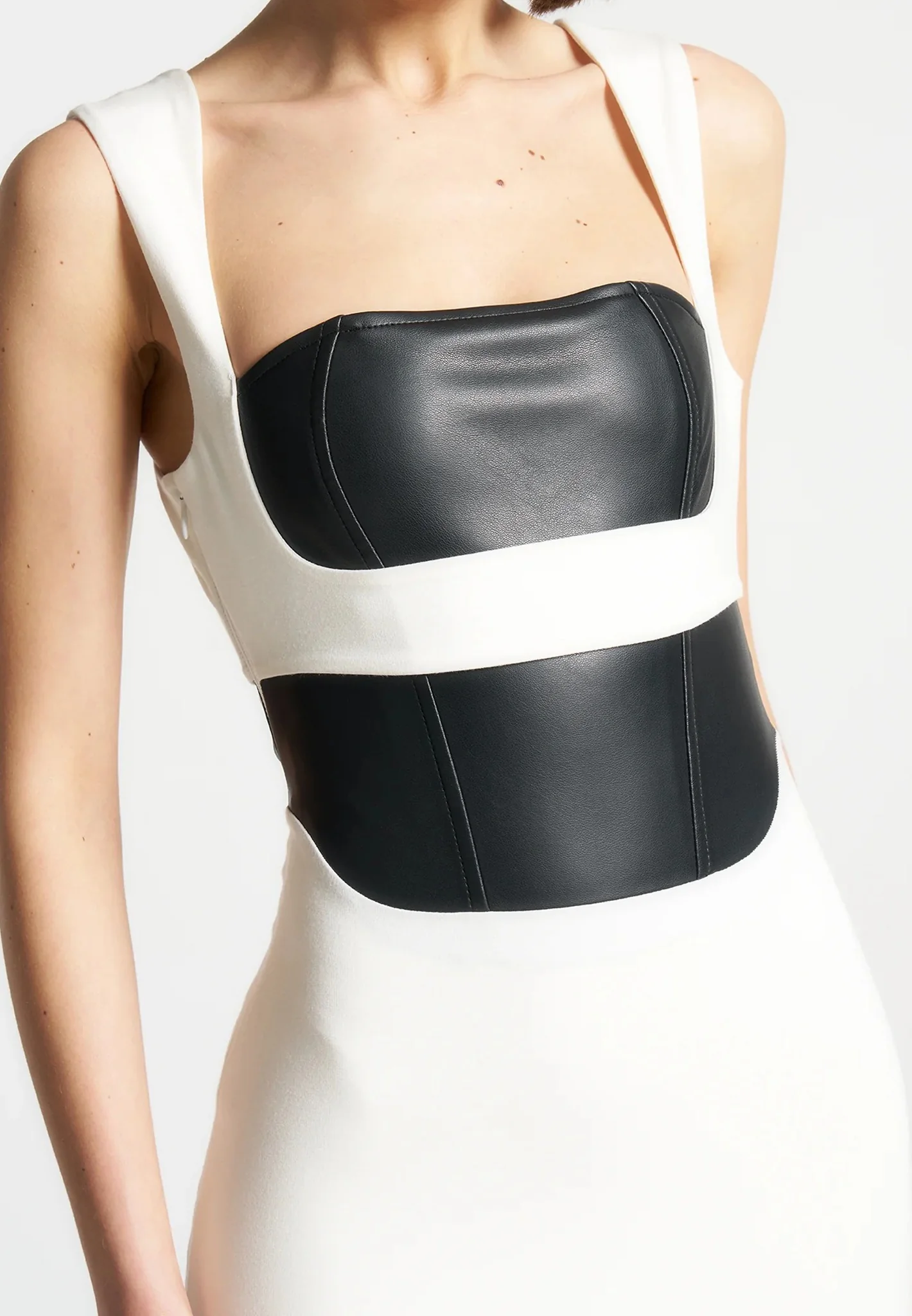 Layered Corset Mini Dress - White/Black - Image 3