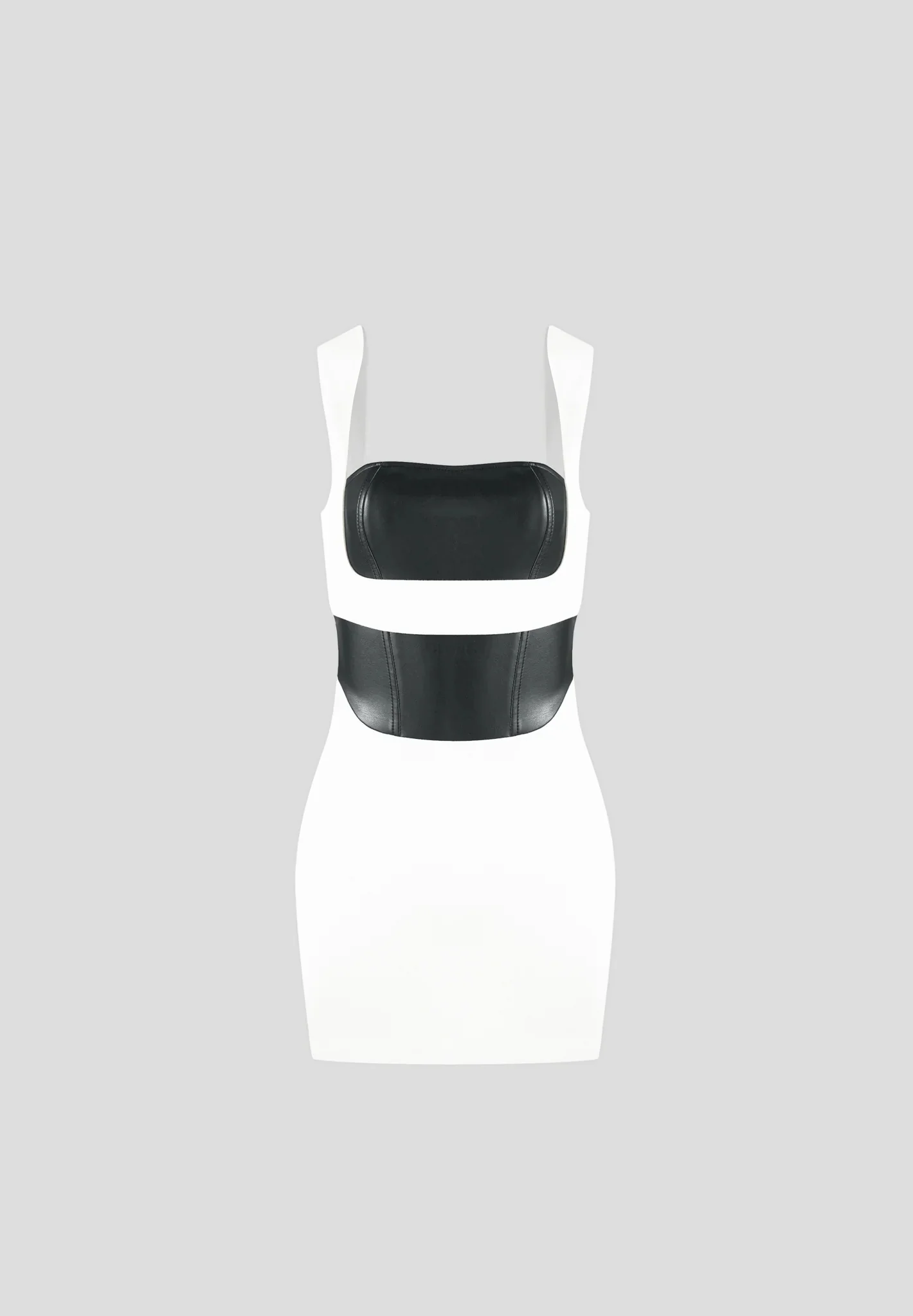 Layered Corset Mini Dress - White/Black - Image 5