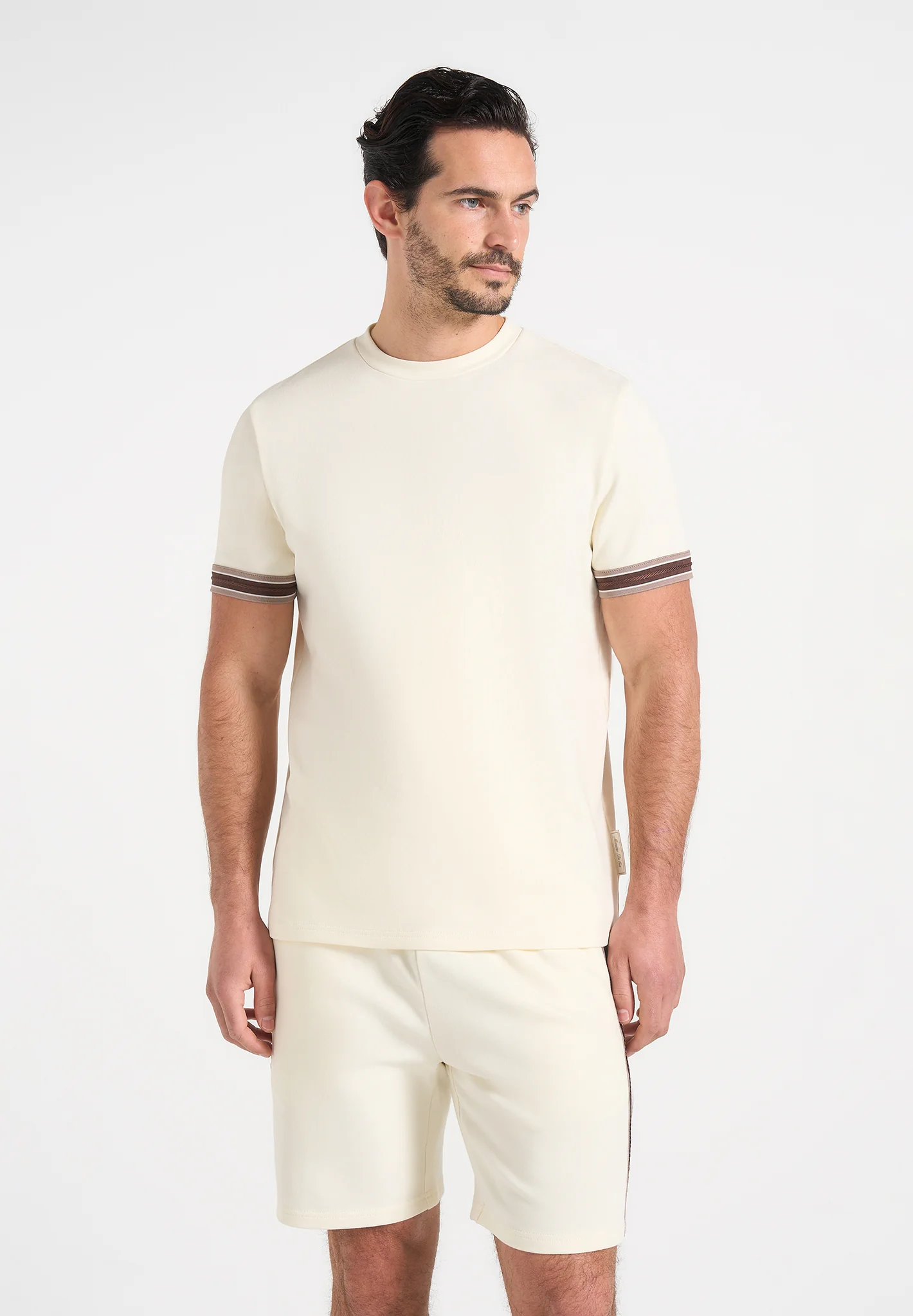 Layton - Taped Cotton T-Shirt - Cream - Image 2