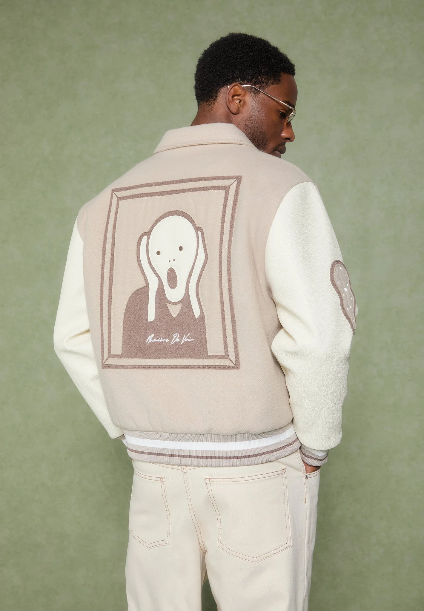 Le Galerie - Wool-Blend Varsity Jacket - Beige - Image 3