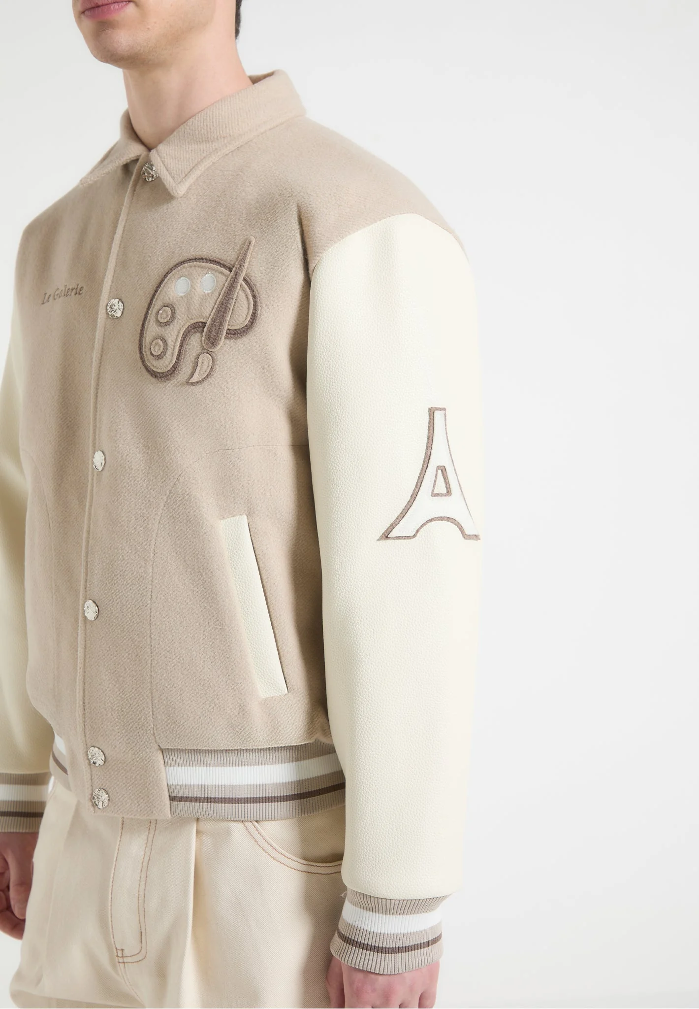 Le Galerie - Wool-Blend Varsity Jacket - Beige - Image 7