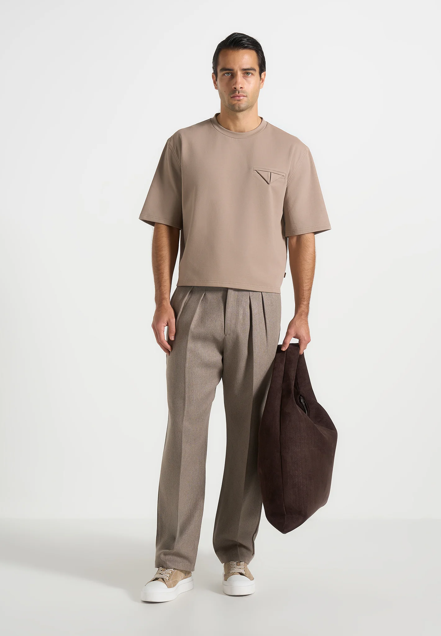 Leon - Boxy Cropped T-Shirt - Taupe - Image 2