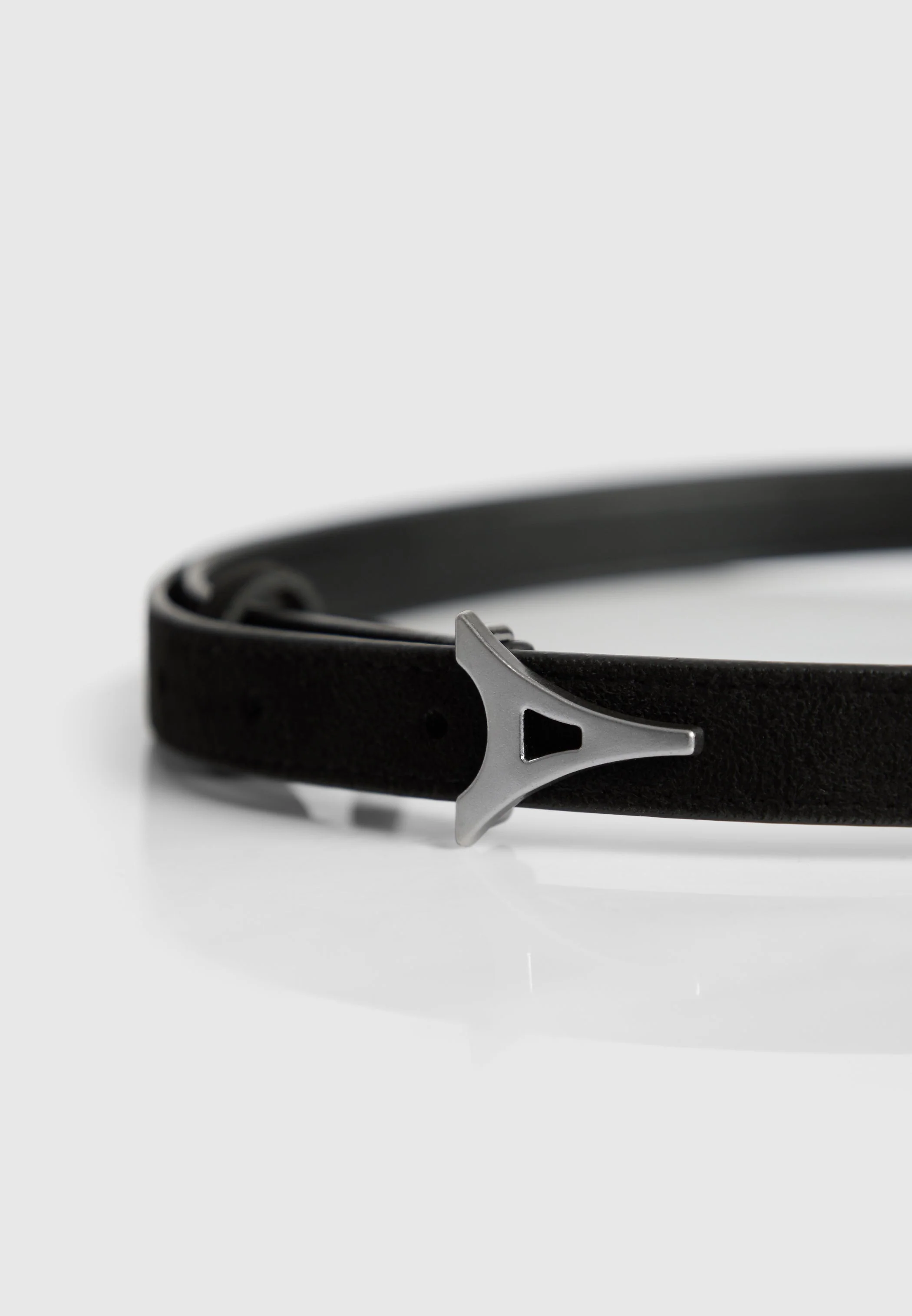 Leonie - Eiffel Slim Suede Belt - Black/Silver - Image 4
