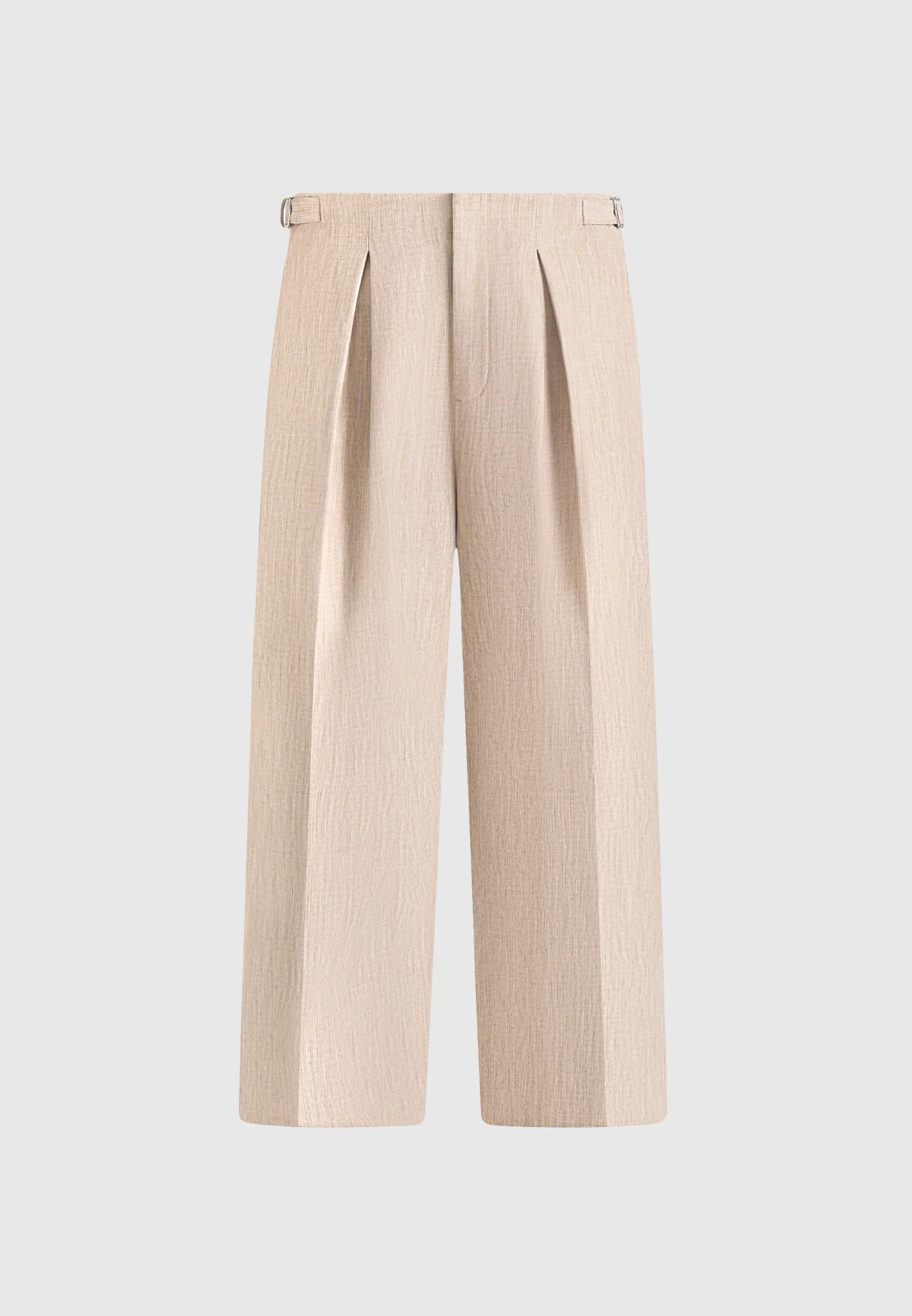 Lior - Box Pleat Wide Leg Trousers - Beige - Image 10