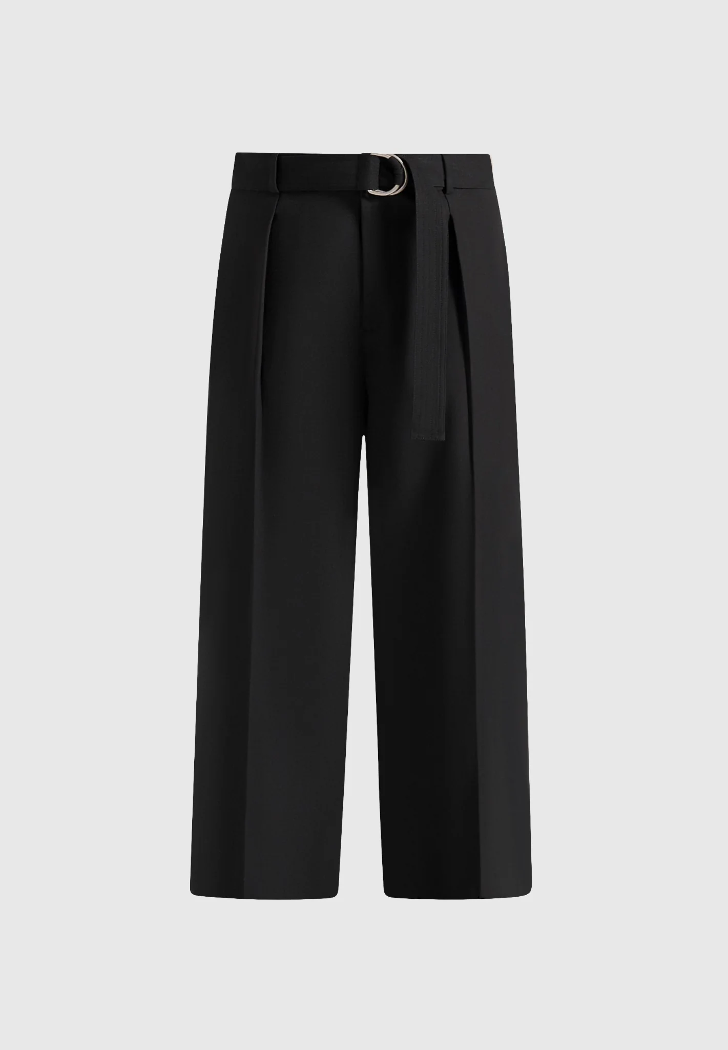 Loic - Wide Leg Tailored Trousers With Belt - Black - Image 6