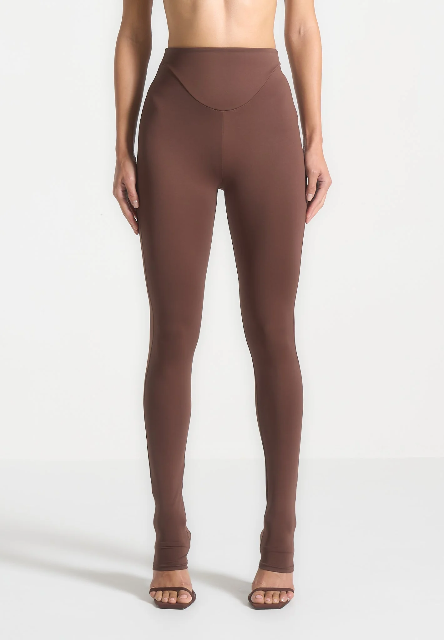 LS001 - High Waisted Leggings - Brown - Image 3