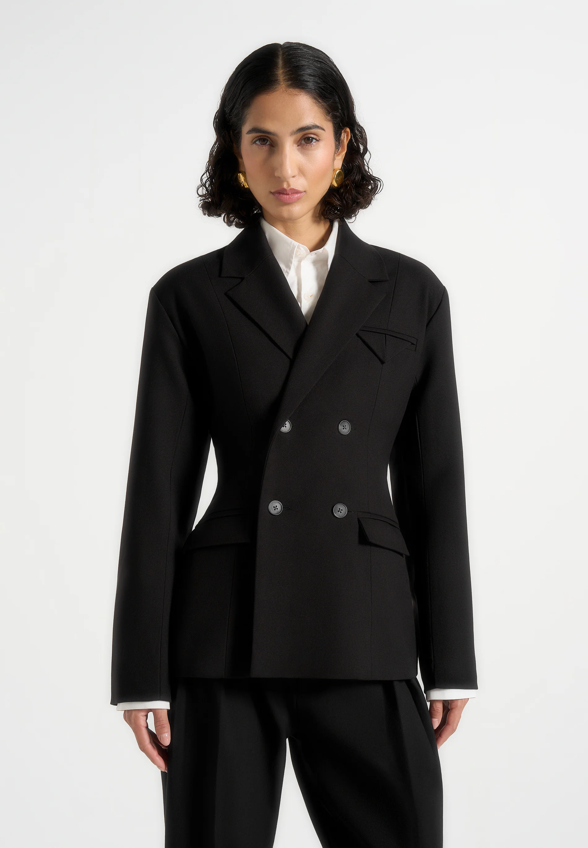Maia - Double Breasted Blazer - Black