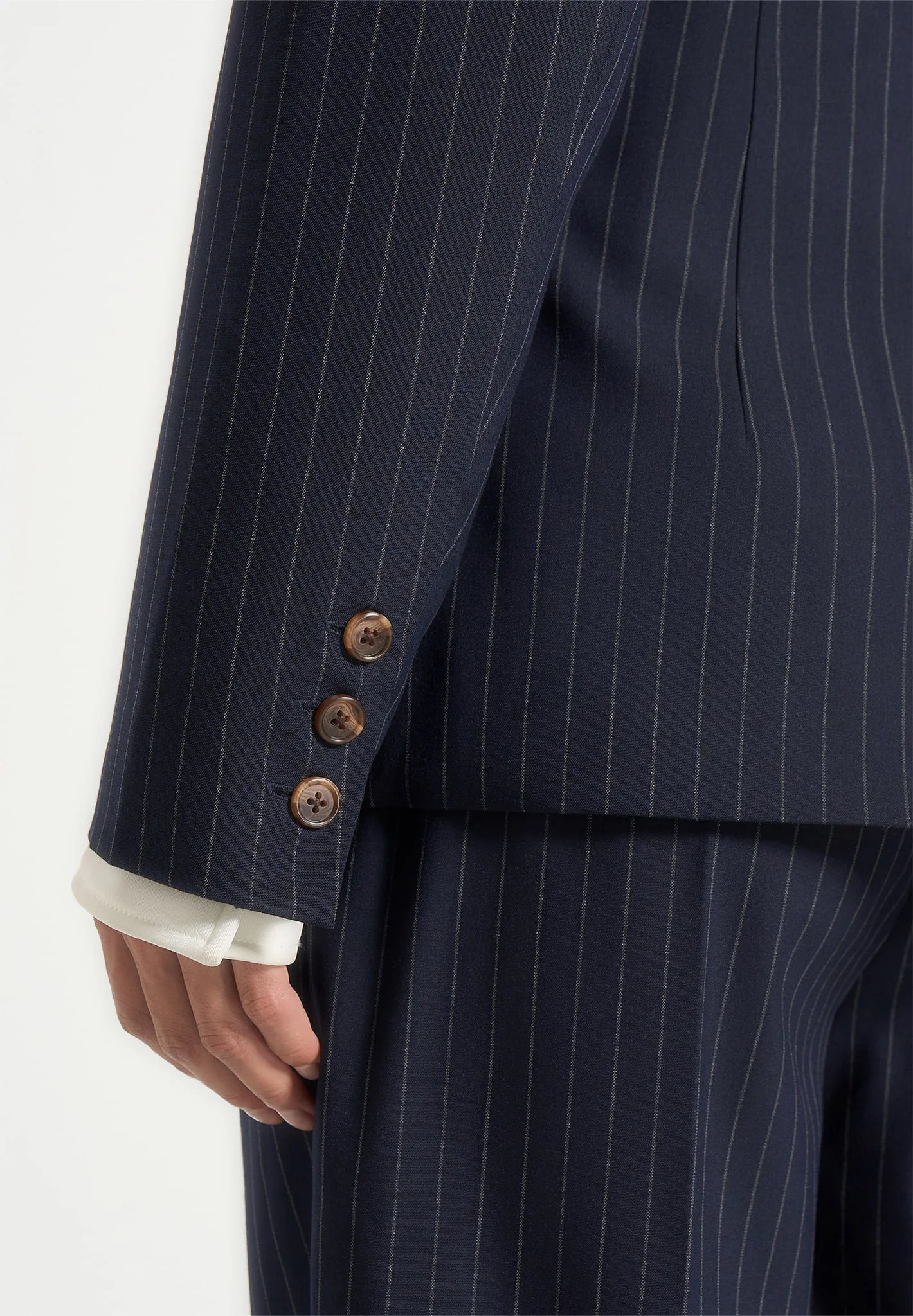 Maia - Pinstripe Double Breasted Blazer - Navy - Image 5