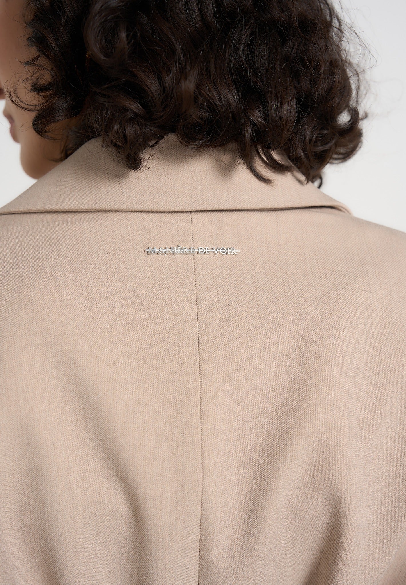 Marie - Twist Sleeve Tailored Blazer with Belt - Beige - Image 4