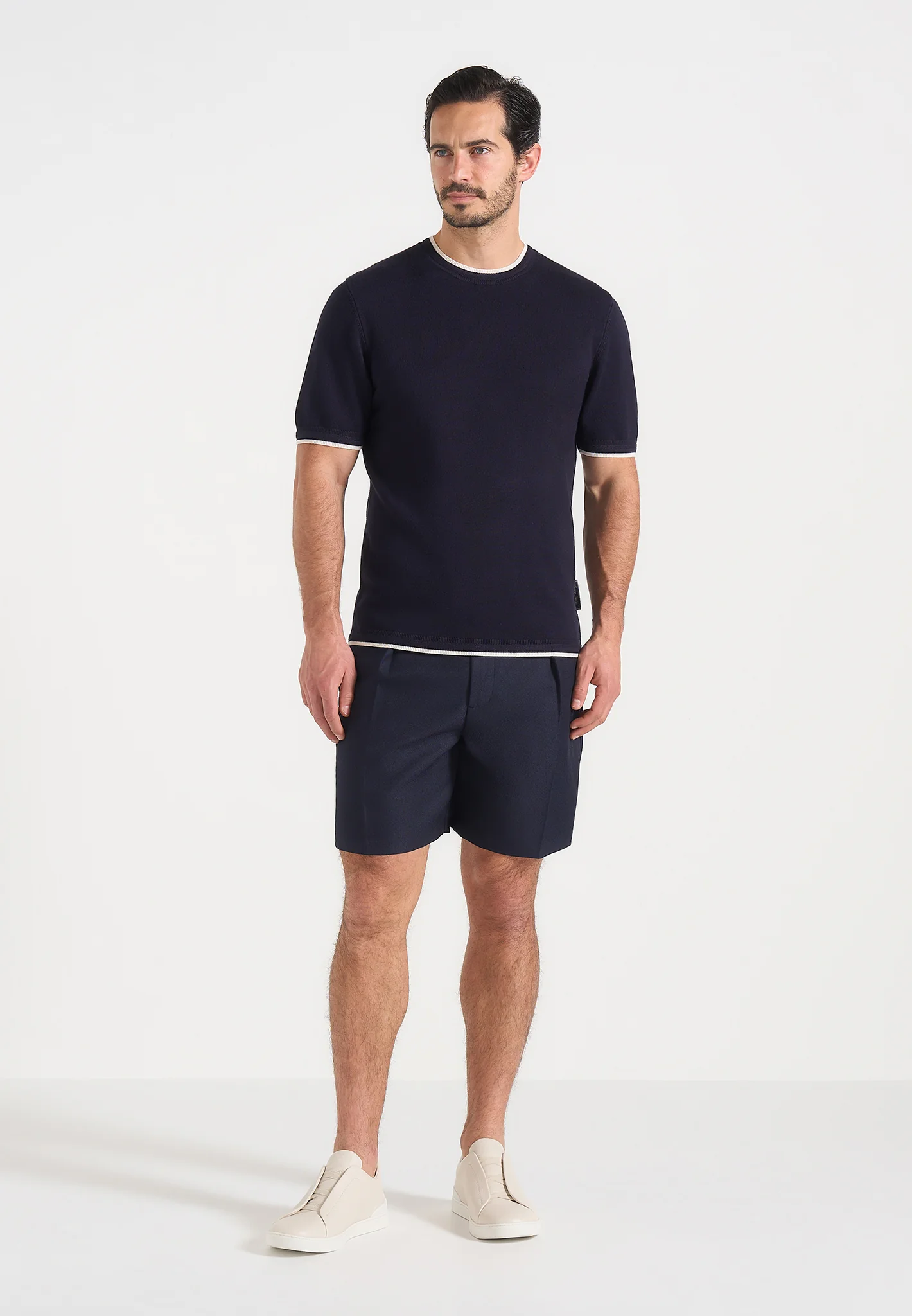 Marin - Tailored Pleated Shorts - Navy - Image 2