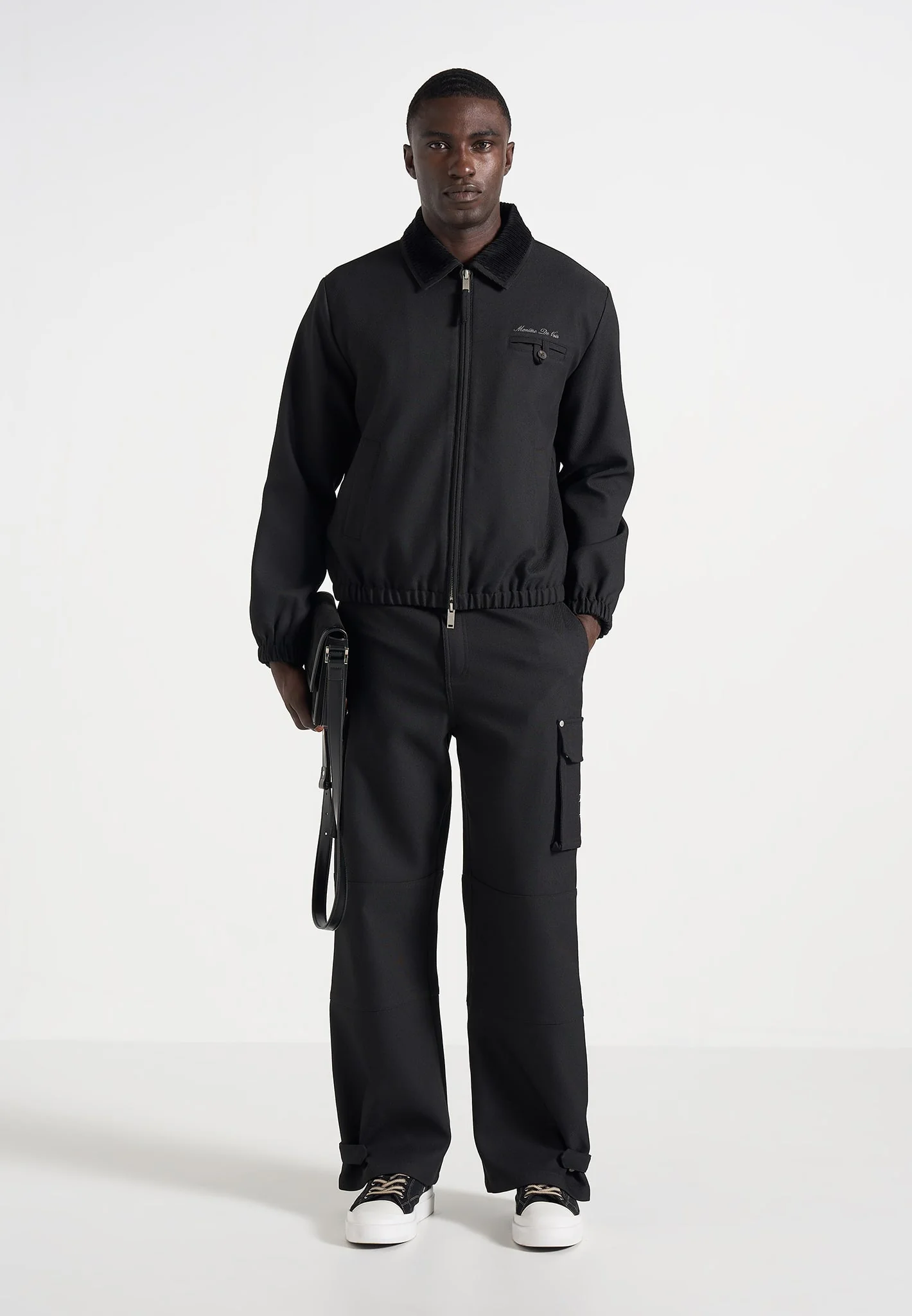 Mathis - Twill Signature Wide Leg Cargo Trousers - Black - Image 3